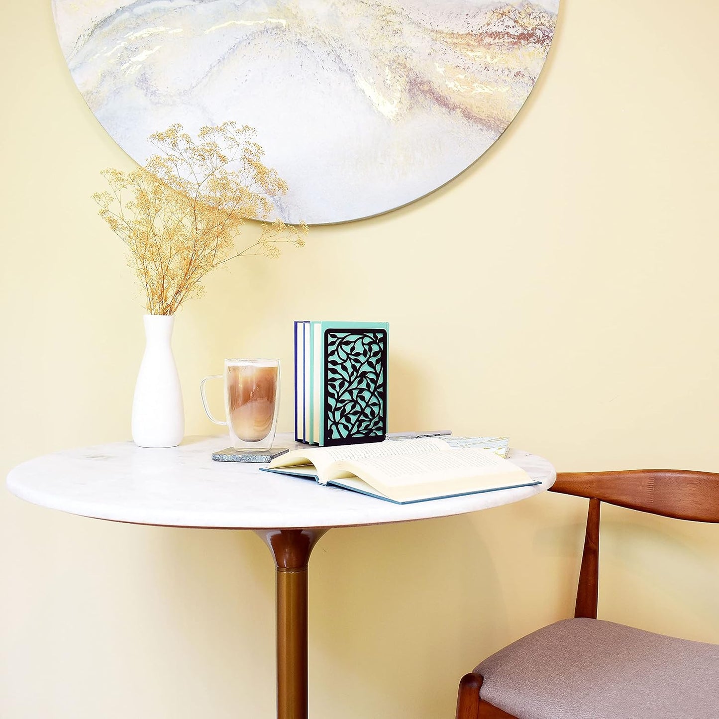 CNK Book Ends Bookends for Decorative Books Holder Bookend Shelves End Hold Heavy Duty Holders Stoppers Metal Stopper Cute Boho Bookshelf Holds Cookbook Office Home Set of 4 Bookends Pair Black