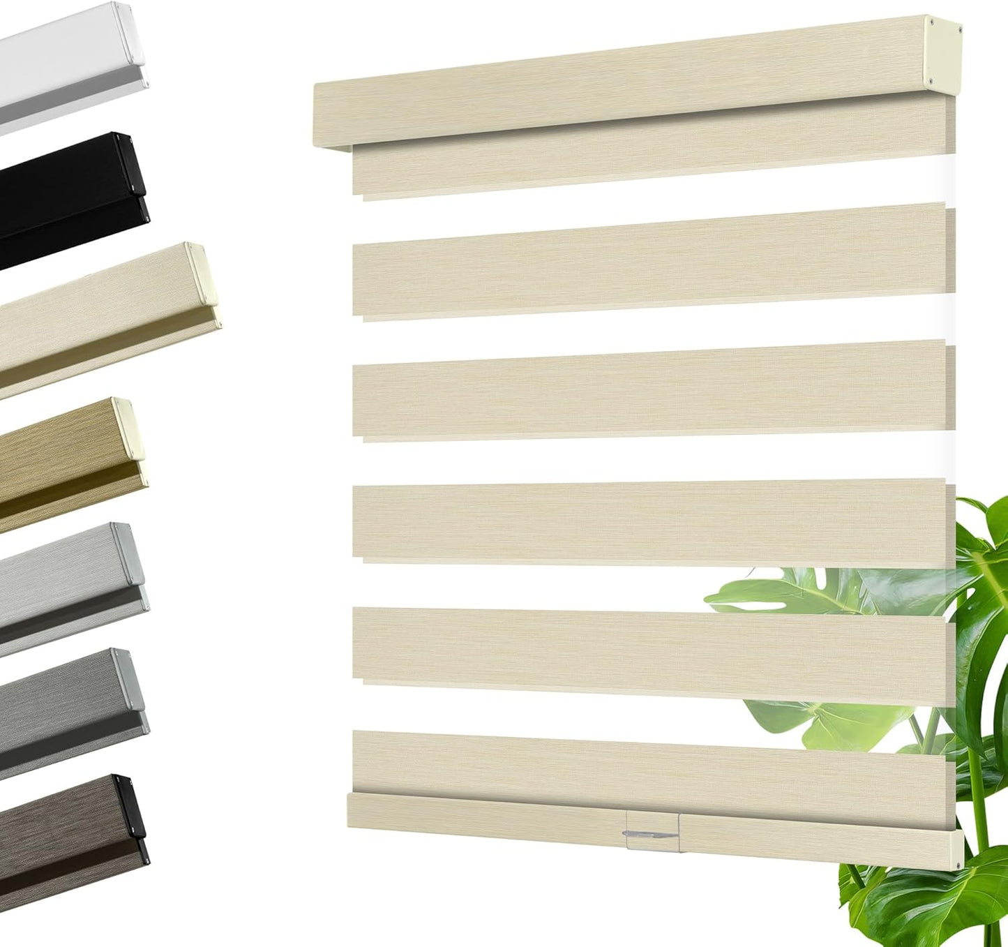 Cordless Zebra Blinds for Windows, Blackout Interior Blinds,Easy to Install,UV Protection,for Offices and Home,Custom Roller Shades, Mousse Beige,86" W x 80" H
