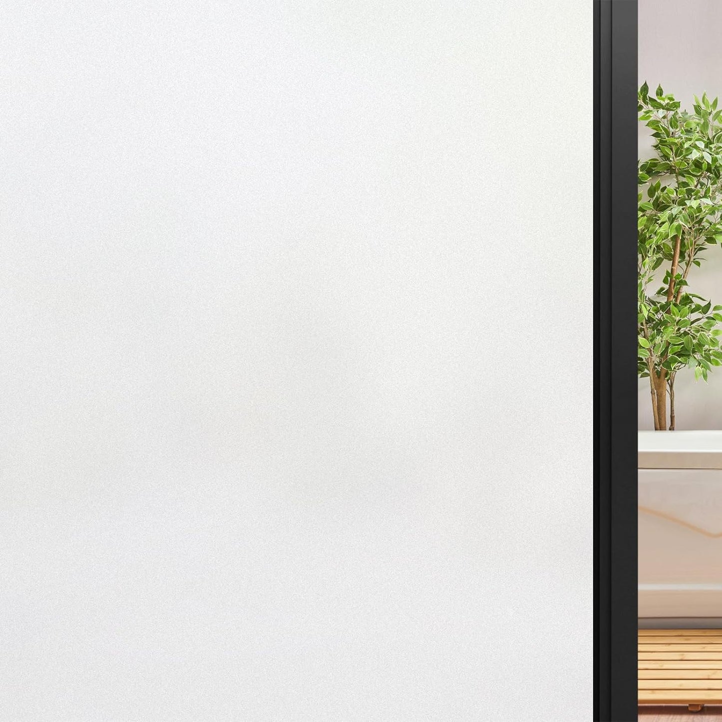 DOWELL Window Privacy Film, Frosted Glass Window Film, Static Cling Non-Adhesive Glass Clings, Sun Blocking Opaque Door Coverings, Reusable Door Sticker for Bathroom Home Office, White, 17.5" x 157.5"