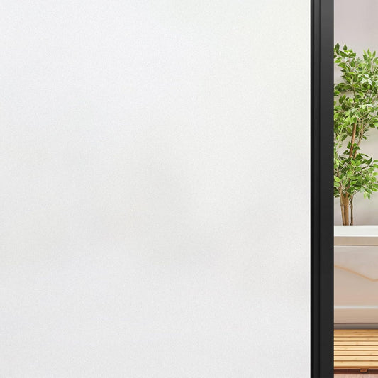 DOWELL Window Privacy Film, Frosted Glass Window Film, Static Cling Non-Adhesive Glass Clings, Sun Blocking Opaque Door Coverings, Reusable Door Sticker for Bathroom Home Office, White, 35.4" x 78.5"