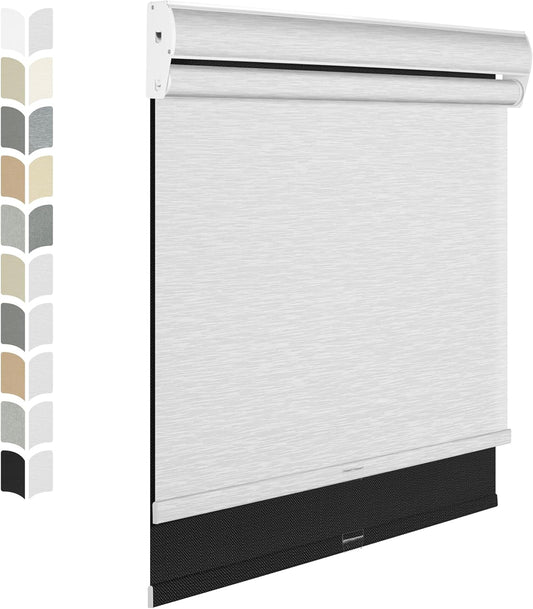 BERISSA Cordless Dual Roller Shades With Cassette Valance, Blackout and Light Filtering, Day and Night for Home Office Door - Linen Black and White, 23 W x 86" H