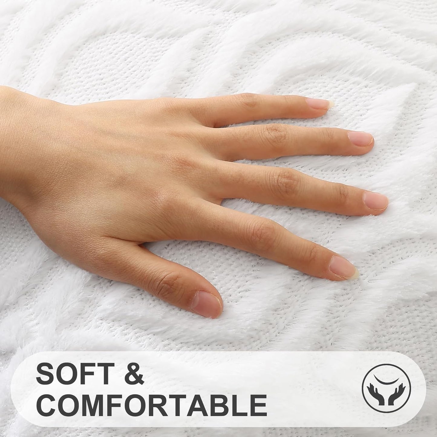 decorUhome Fall Throw Pillow Covers 16x16 Inch Set of 2, Soft Plush Decorative Faux Fur White Solid Couch Pillow Covers, Accent Farmhouse Neutral Square Euro Pillow Cases for Sofa Bed Living Room