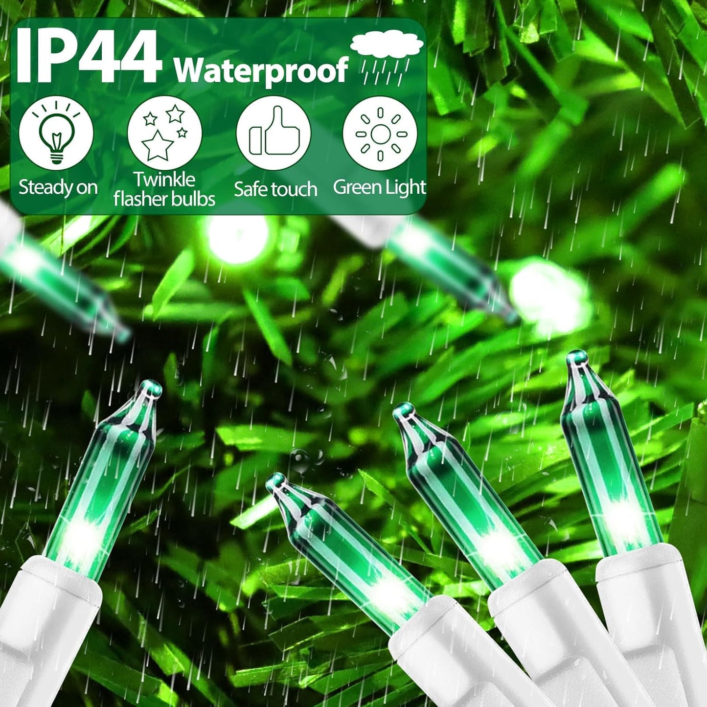 St. Patrick's Day Mini String Light Green Christmas Lights, 25FT 100 Incandescent Bulbs Green Lights with White Wire for Christmas Tree, Garland, Indoor & Outdoor St Patricks Day Decoration