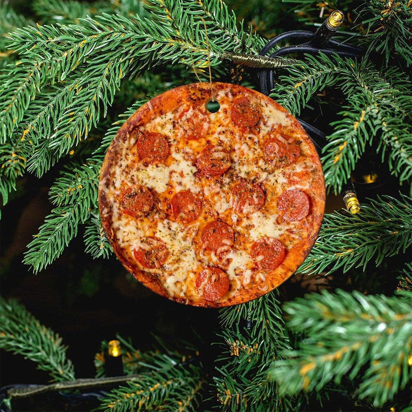 Personalized Christmas Ornaments - Custom Picture & Text Ornaments for Christmas 2024, Baby's 1st Christmas Ornament with Picture for Xmas Tree Custom Gifts for Family, Mom, Dad, Friend (Pizza)