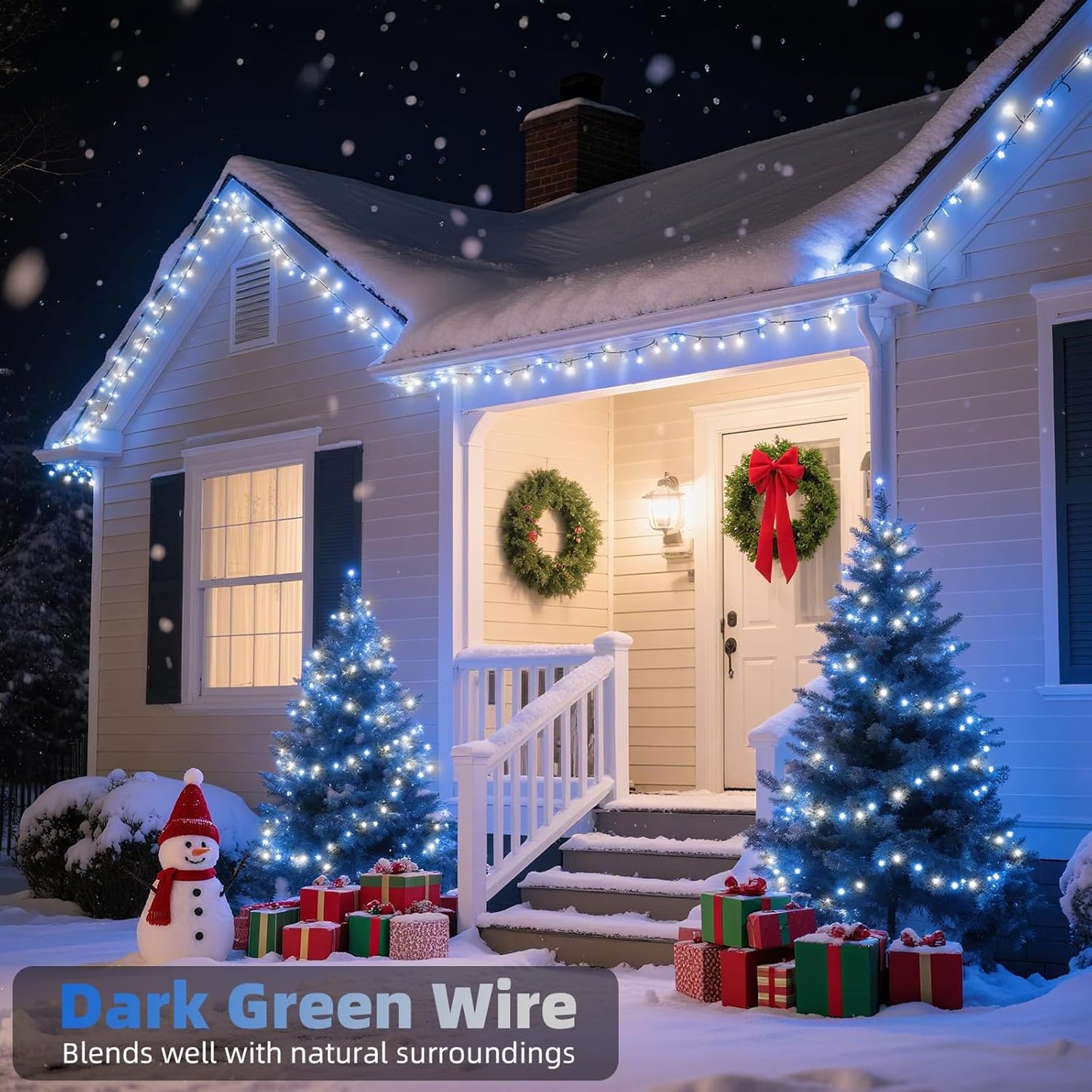 XTF2015 Christmas String Lights, 105ft 300 LED Christmas Lights 8 Modes Memory Function & Timer- UL Certified - Outdoor Indoor Christma s Fairy Lights for Tree, Garden, Party, Wedding(Blue + White)