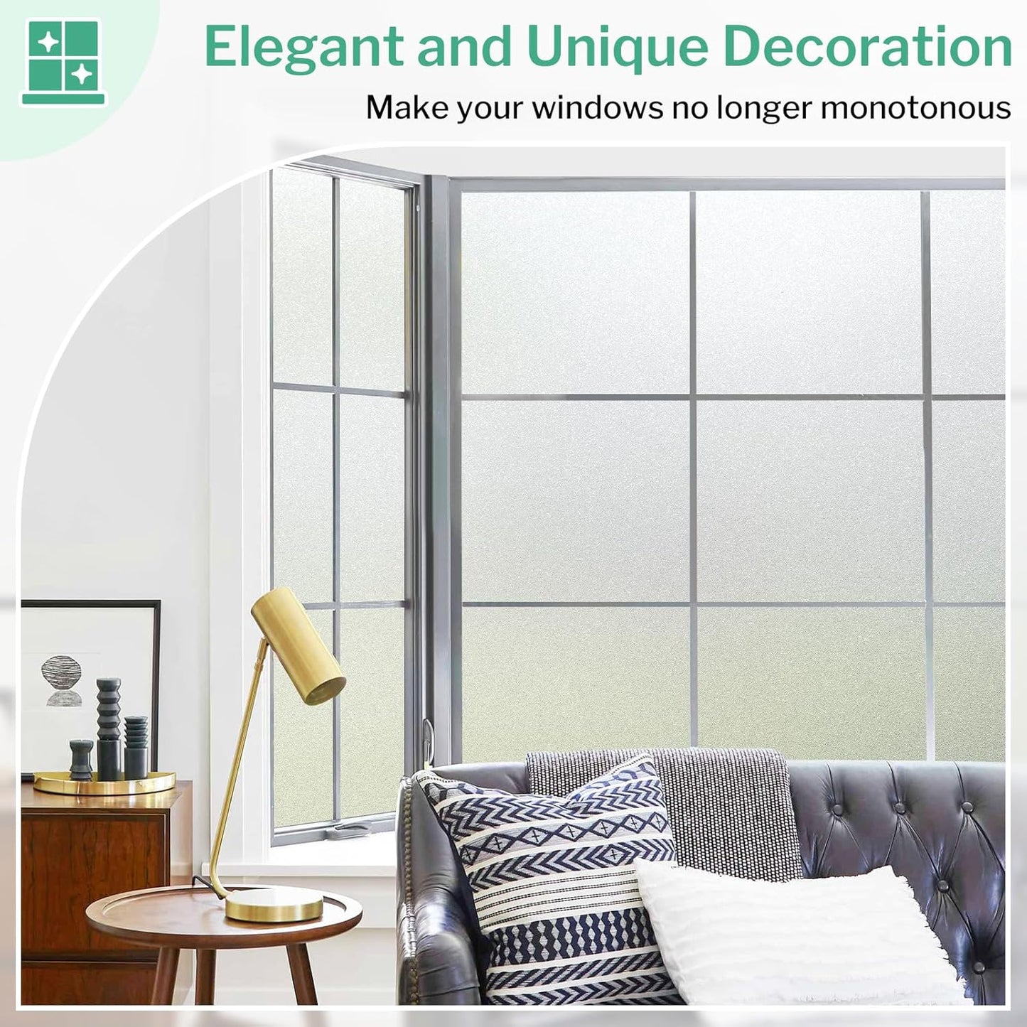 DOWELL Window Privacy Film, Frosted Glass Window Film, Static Cling Non-Adhesive Glass Clings, Sun Blocking Opaque Coverings, Reusable Door Stickers for Bathroom Home Office, Pure, 23.6"x78.7"
