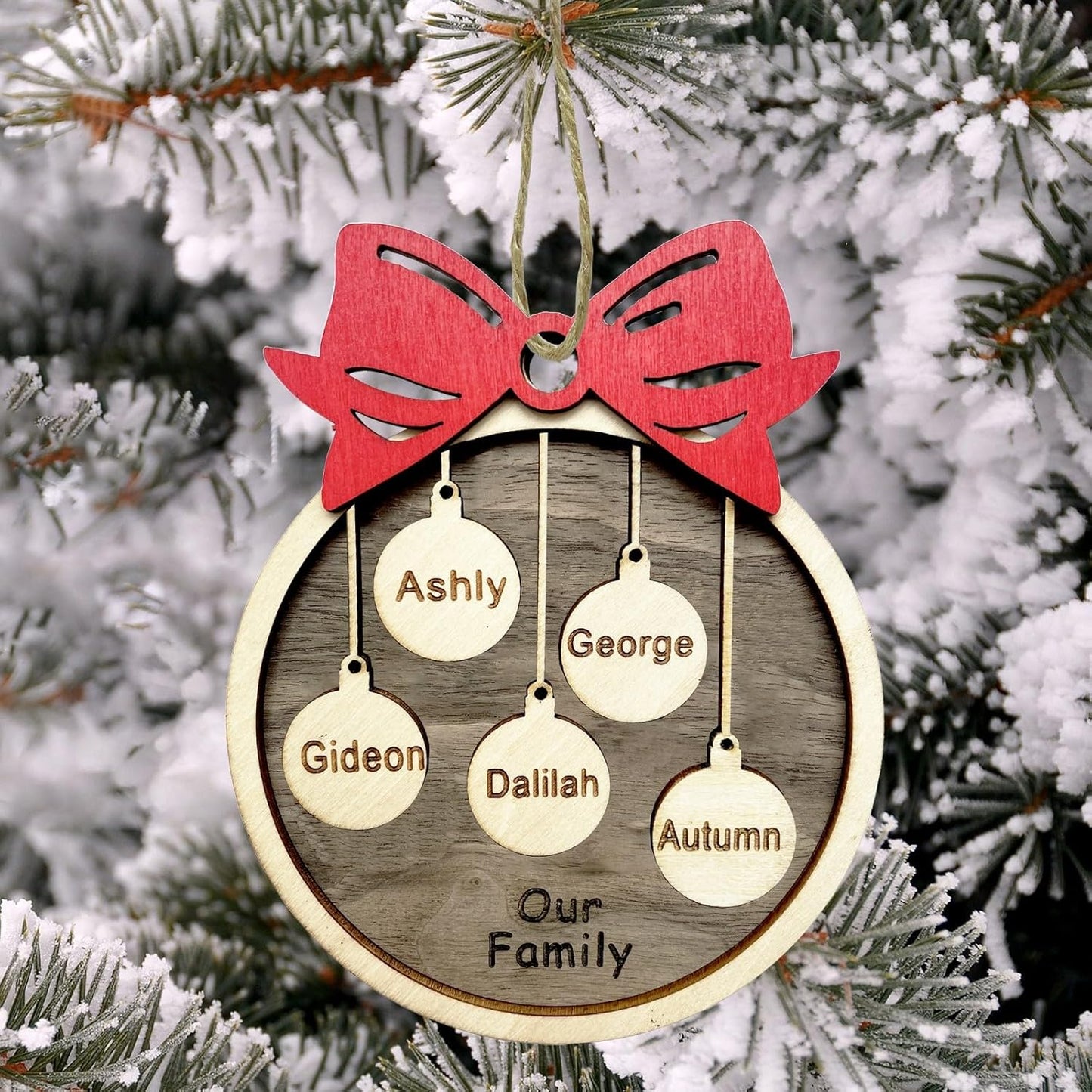 2025 Christmas Ornaments Personalized Christmas Family Name Ornaments,Custom Stocking Wooden Xmas Ornament Family of 2/3/4/5/6/7/8,Customized Xmas Ornament Tree Deorations,Personalized Gifts