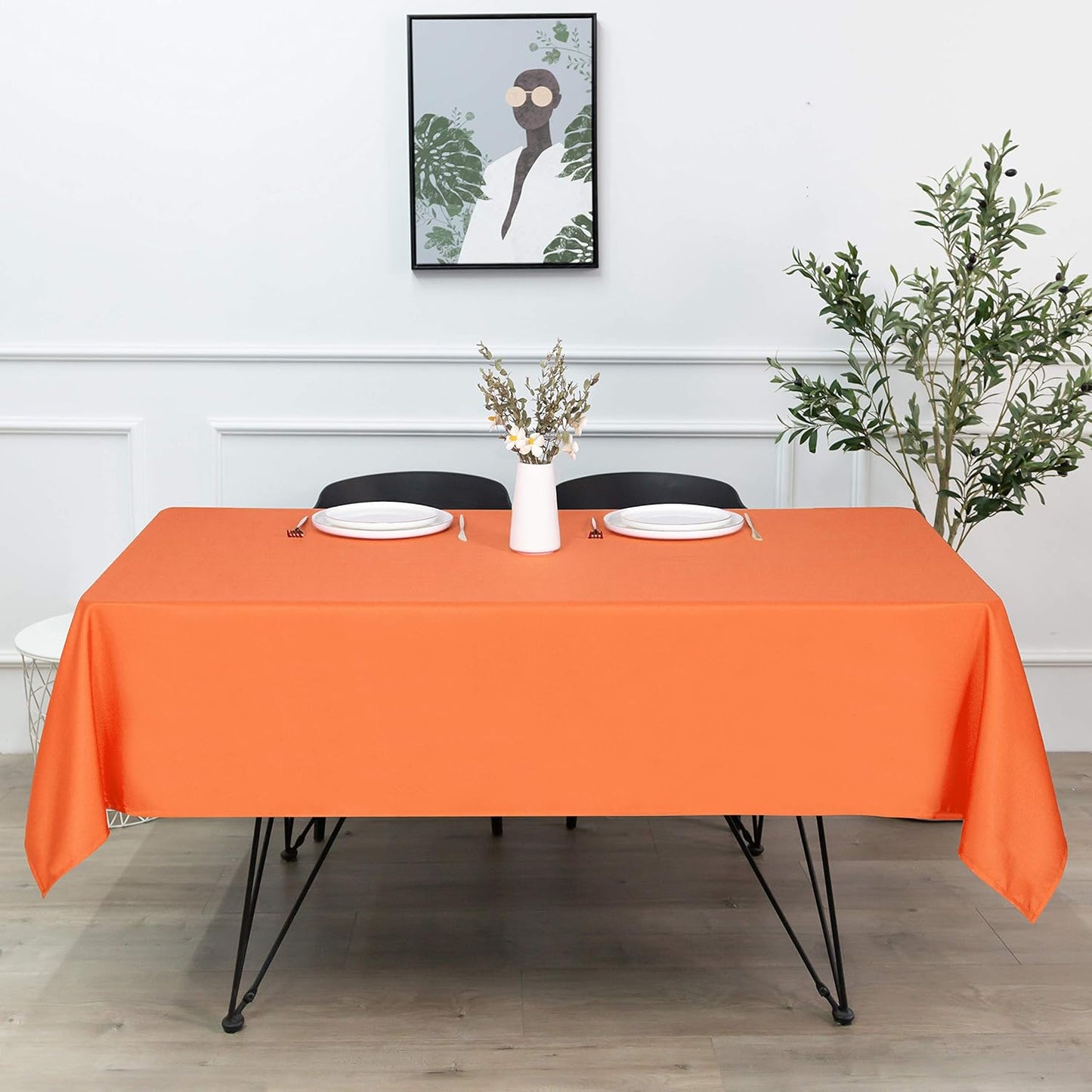 sancua Rectangle Tablecloth - 60 x 84 Inch - Stain and Wrinkle Resistant Washable Polyester Table Cloth, Decorative Fabric Table Cover for Dining Tables, Buffet Parties and Camping, Orange