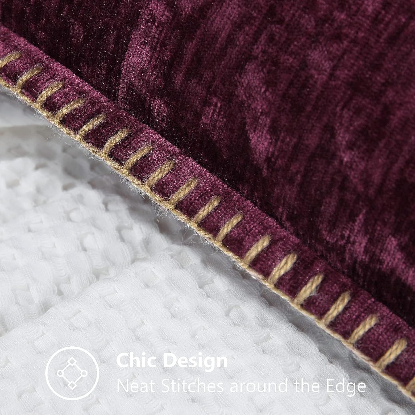 decorUhome Chenille Soft Throw Pillow Covers 22x22 Set of 2, Farmhouse Velvet Neutral Decorative Euro Pillow Covers with Stitched Edge for Couch Sofa Bed Home Decor, Rhododendron