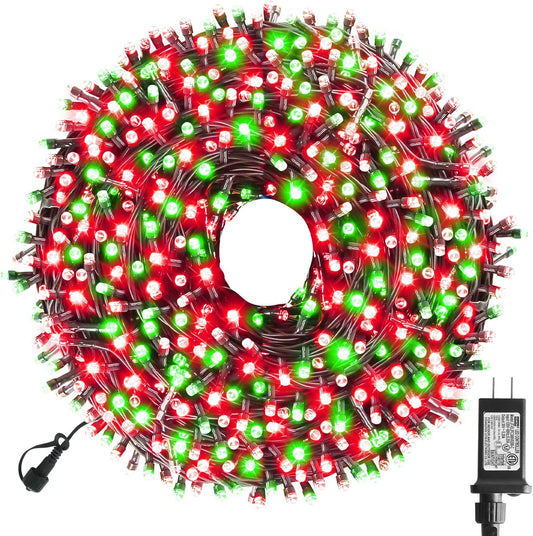 XTF2015 Christmas String Lights, 105ft 300 LED Christmas Lights 8 Modes Memory Function & Timer- UL Certified - Outdoor Indoor Christma s Fairy Lights for Tree, Garden, Party, Wedding(Red + Green)