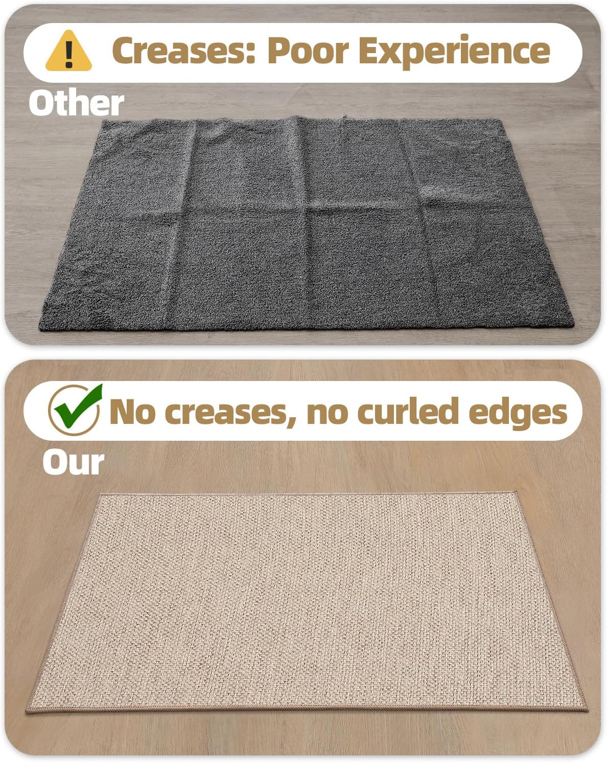 Color&Geometry Front Door Mat Indoor 32"x48", Ultra Non Slip Rubber Backed Dirt Trapper, Low Profile Thin washable, Easy Clean Entry Entryway Rug Door Mat Indoor Entrance, Khaki (Rolled-up NO Creases)
