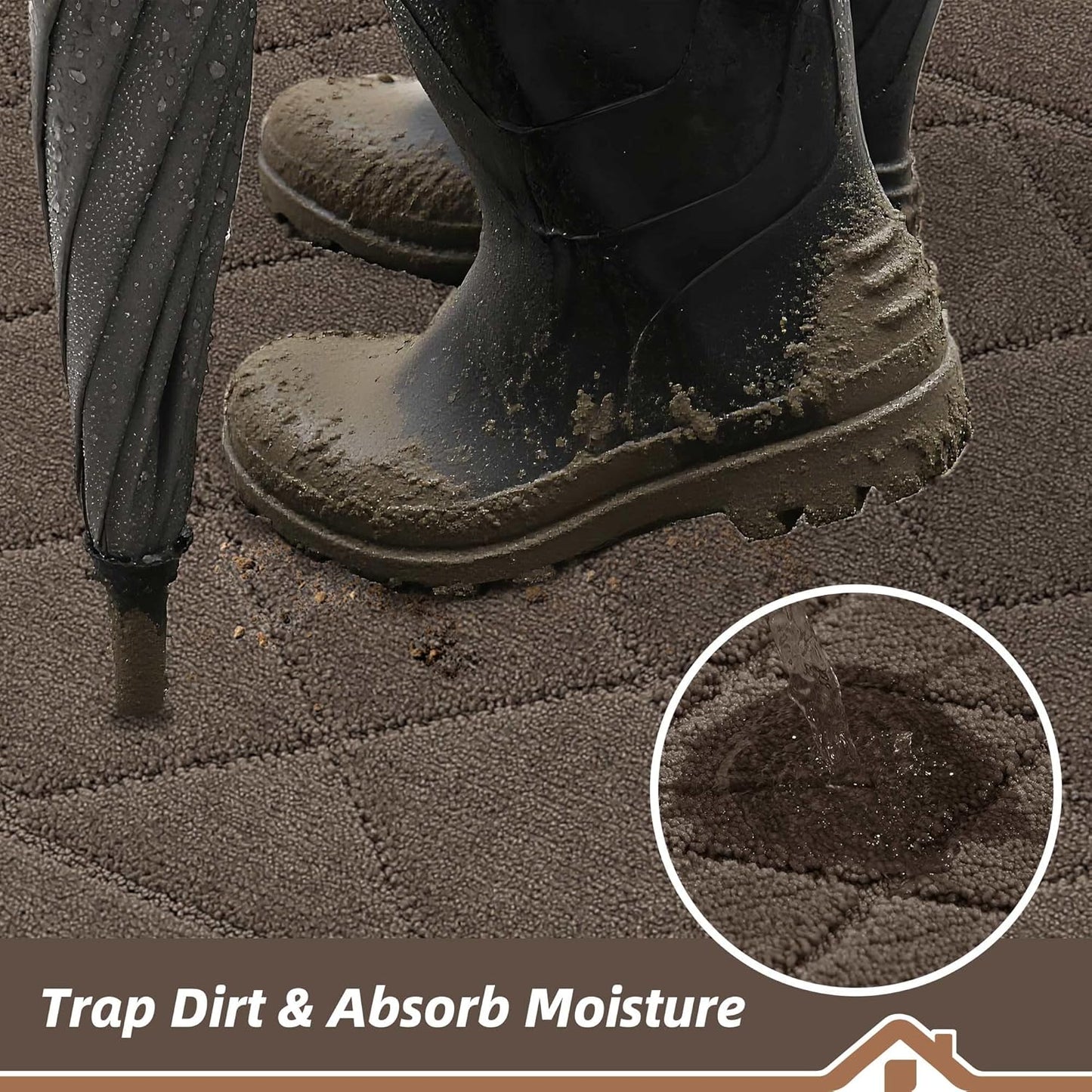 BEQHAUSE Dirt Trapper Door Mat 36" x 60", Doormat Non-Slip Entryway Rugs Washable, Dog Door Mat Stain Resistant and Absorbent Welcome Floor Mat for Front Back Door, Muddy Wet Shoes & Paws, Light Brown