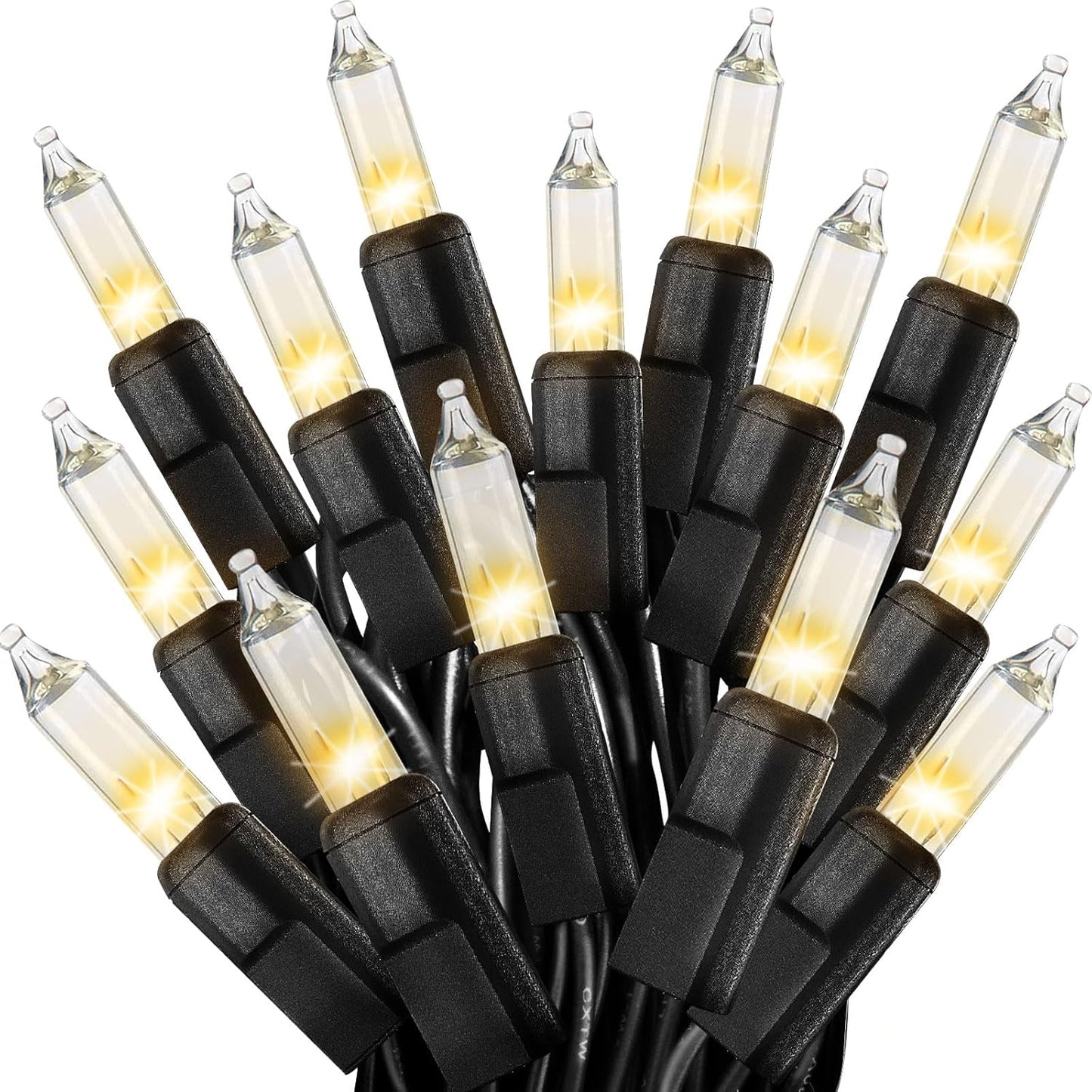Clear Christmas Lights 25FT 100 Incandescent Bulbs Warm White Mini Lights with Black Wire for Christmas Tree, Garland, Thanksgiving, Wedding, Party, Home, Indoor & Outdoor Festival Decoration