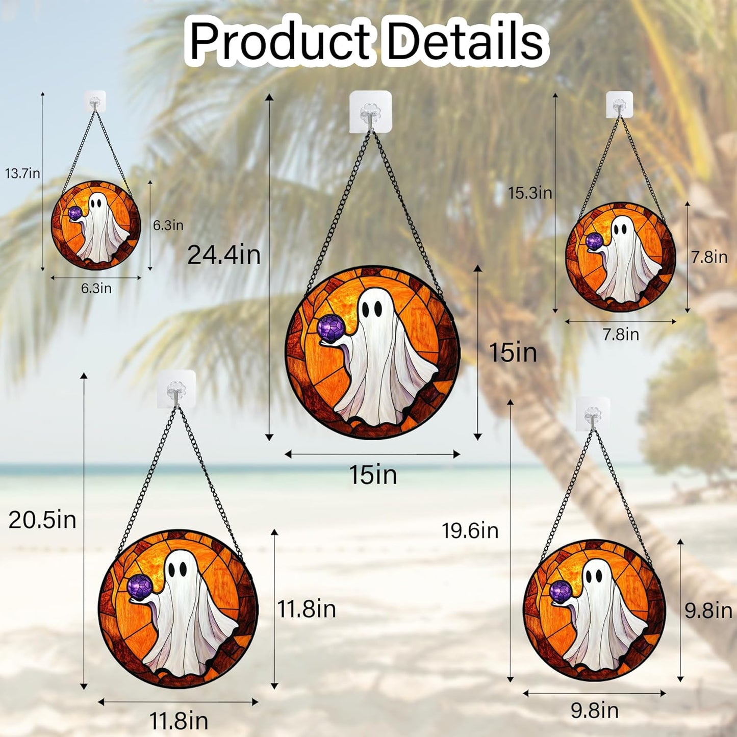 Stained Glass Window Hanging - Halloween Decorations Ghosts Vampire Suncatcher for Doors Garden Indoor Funny Spooky Sun Catchers Gothic Decor Horror Gifts for Women Men Friend 7.8 in