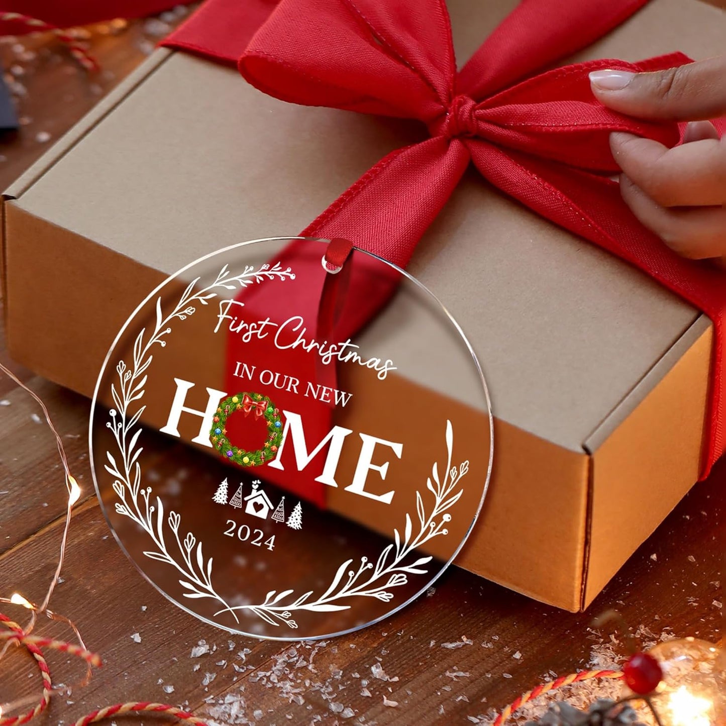 Our First Christmas in Our New Apartment 2025 Xmas Ceramic Ornament - Apartment Decor House Warming Gifts 1st Apartment Christmas Ornament (Home Ornament)