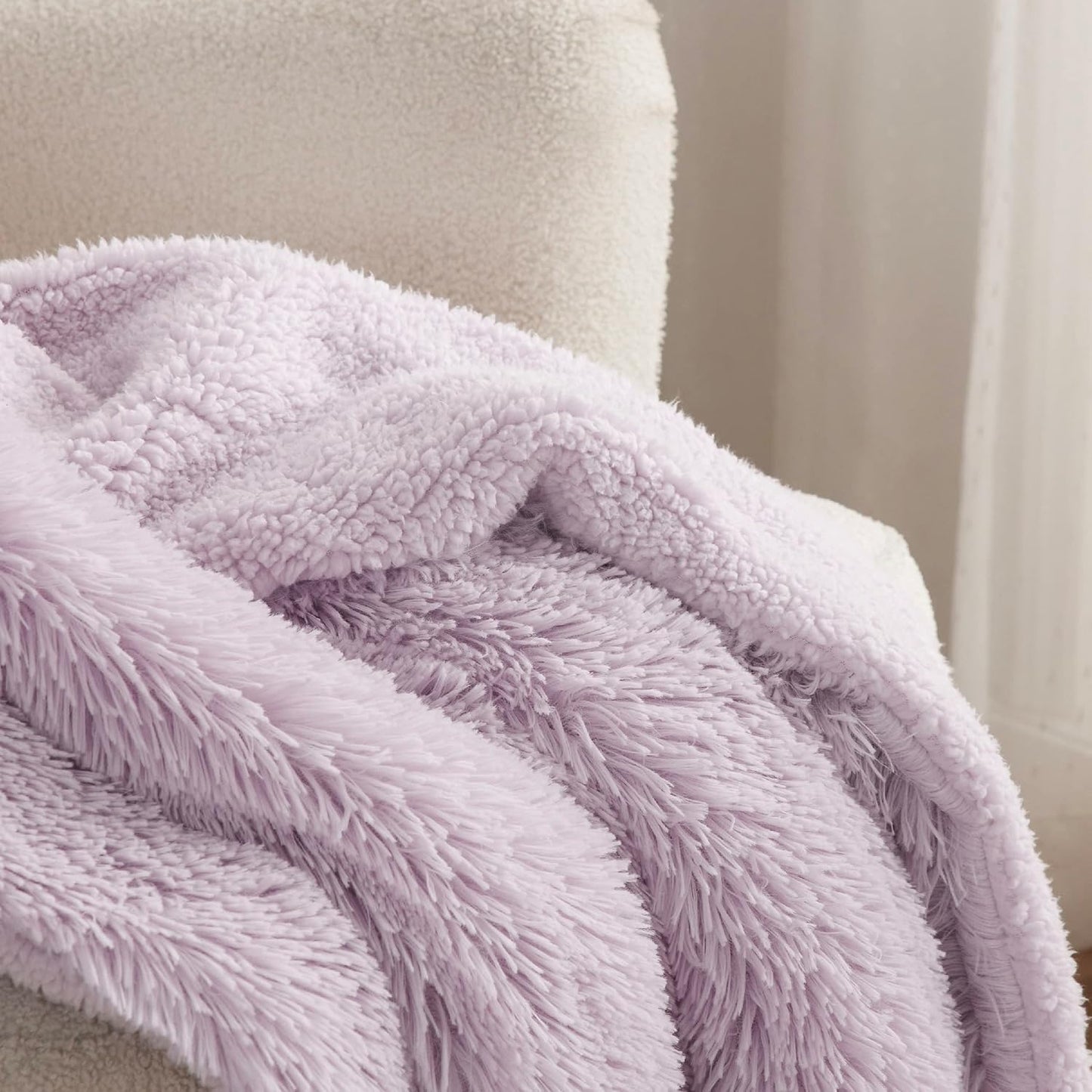 Bedsure GentleSoft Fluffy Lavender Purple Throw Blanket, Purple Decor Lilac Gifts for Kids Girls Women, Soft Cozy Fuzzy Plush Warm Thick Sherpa Fleece Faux Fur Blanket, Birthday Gifts for Her, 50x60