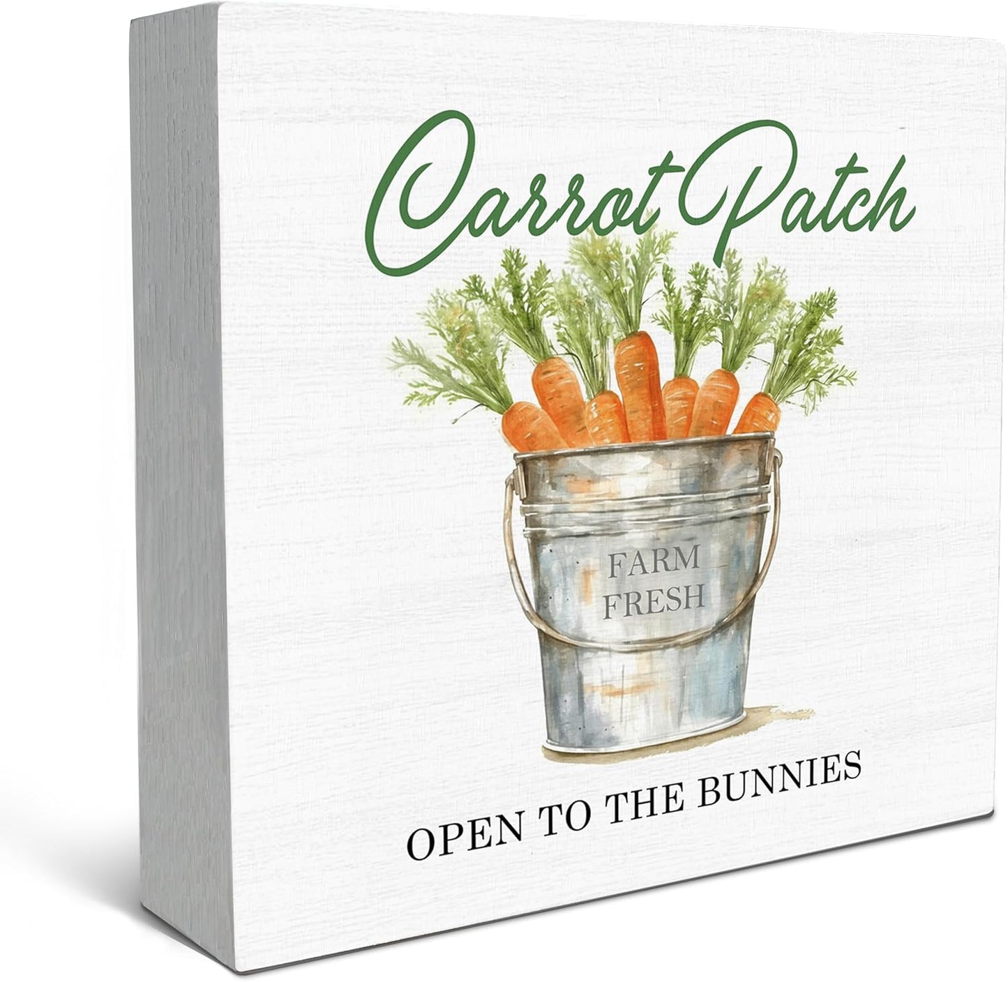 SRADMO Easter Sign, Carrot Patch Easter Wood Box Sign Desk Decor, Easter Carrot Decorations, Farmhouse Easter Theme Wooden Block Box Sign Decoration for Home Office Shelf Table Decor