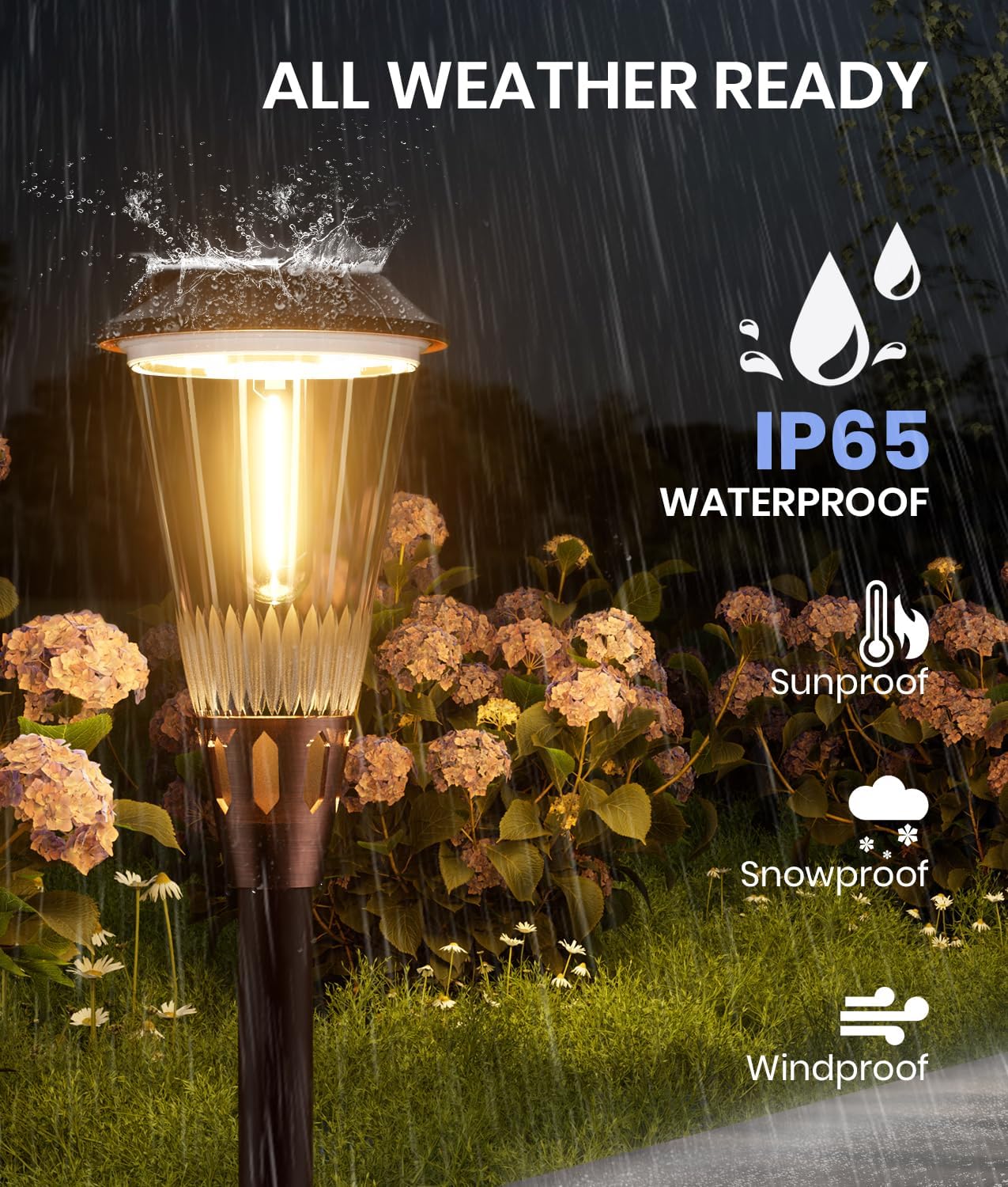 6 Pack Super Bright Solar Lights Outdoor 2-in-1 Warm&Cold IP65 Waterproof,Auto On/Off 6500K,Solar Pathway Walkway Lights for Yard,Patio,Landscape,Sidewalk,Driveway,Lawn