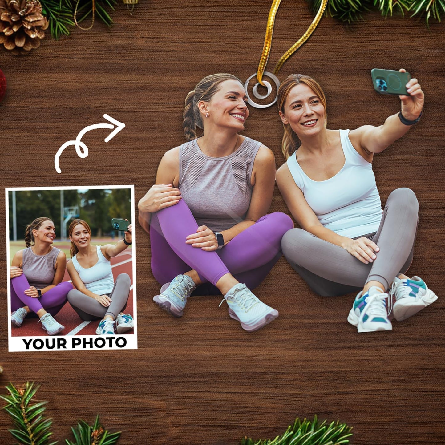 DOPTIKA Personalized 2D Ornaments for Christmas Tree, Friend Christmas Ornaments 2025, Personalized Christmas Picture Ornaments for Friends, Besties, BFF, Friendship Gifts for Women Men