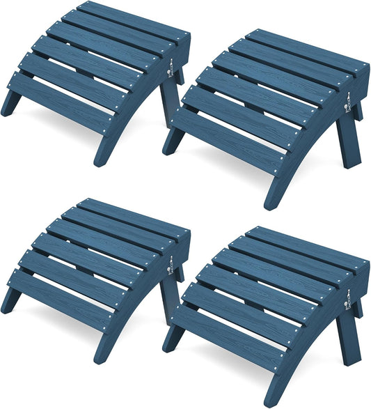 KINGYES Folding Adirondack Ottomans Set of 4 for Adirondack Chair, Navy