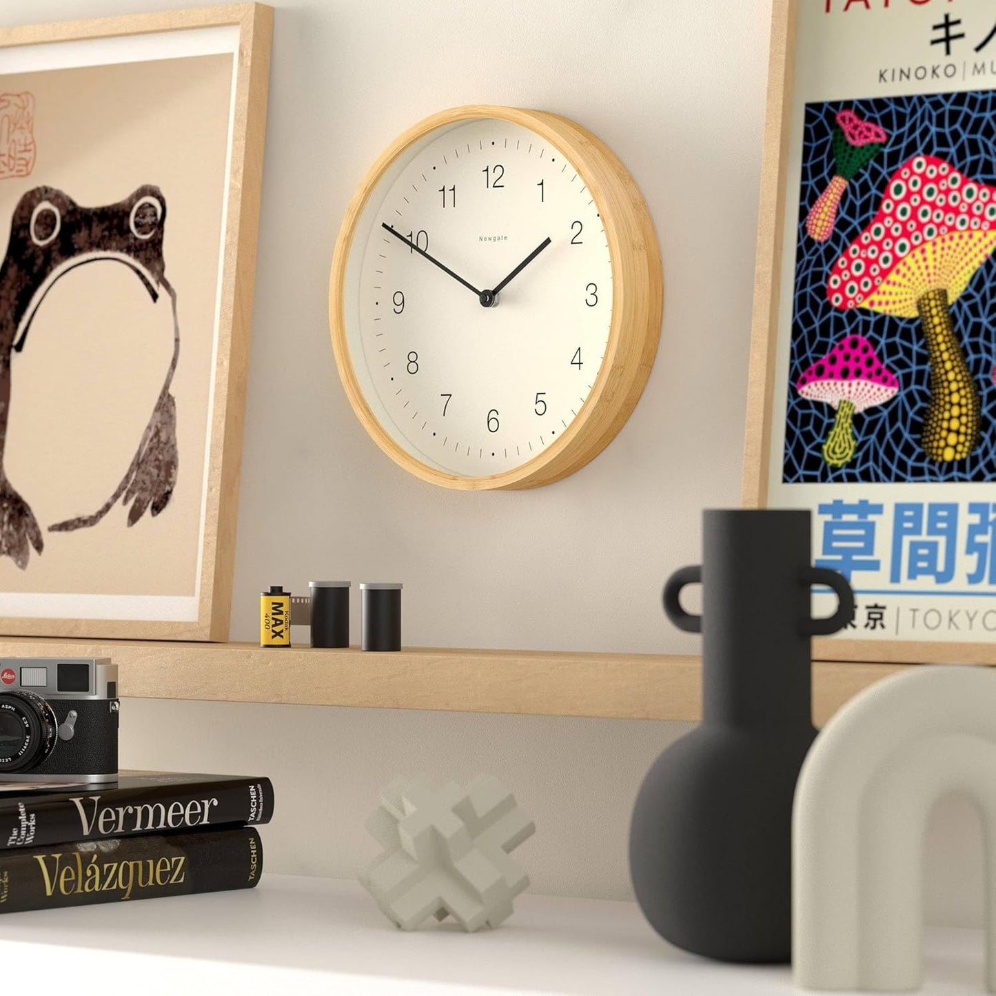 NEWGATE® Bali Wall Clock | Scandi Inspired Bamboo Clock | 12 inch | Modern Minimalist Design for Kitchen, Living Room or Office