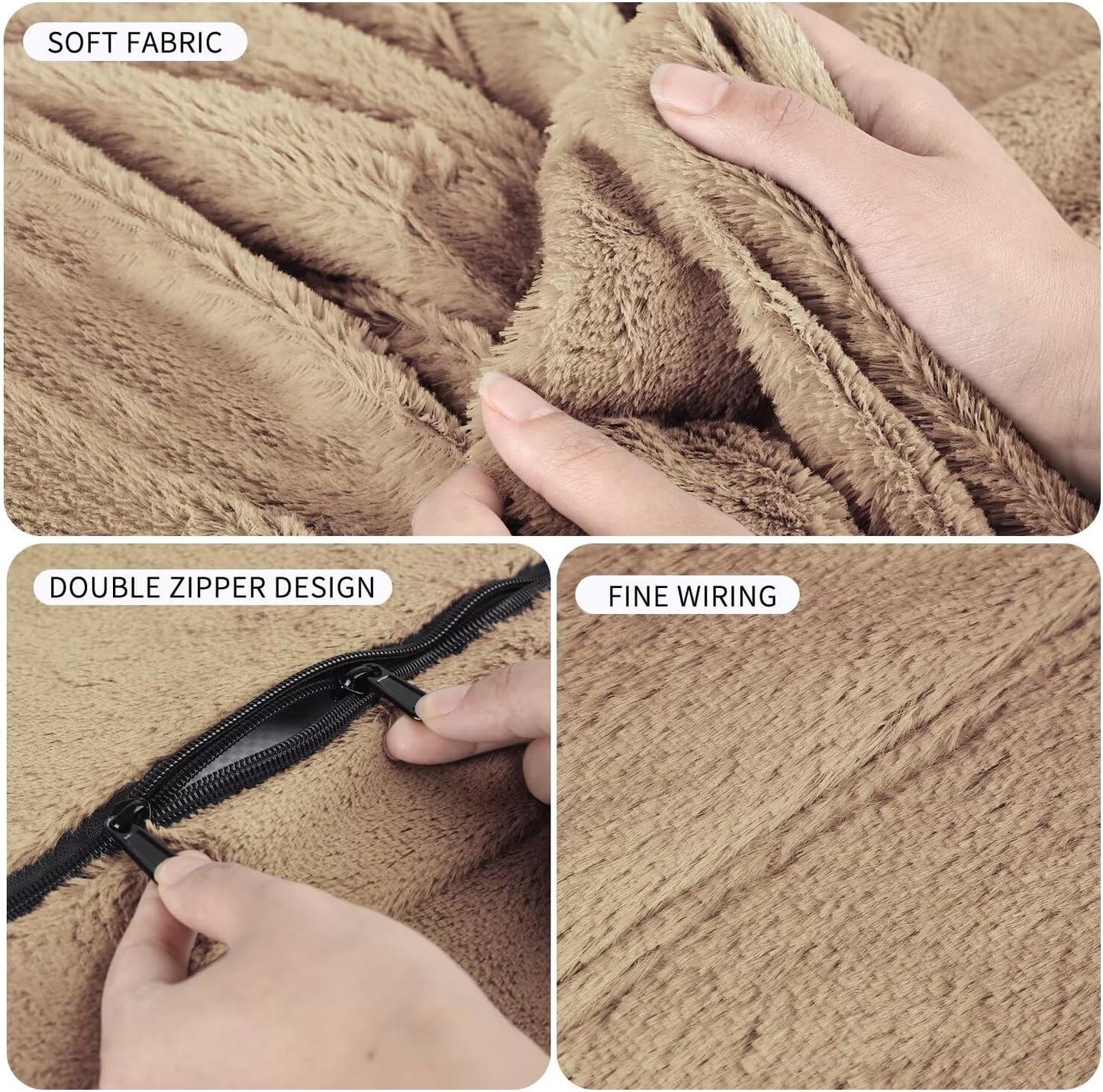 Bean Bag Chair for Adults 3FT,Soft Removable Cover for Teens/Girls Bedroom,Fluffy Giant Round Floor Beanbag Lounger Chairs (No Filler,Tan)