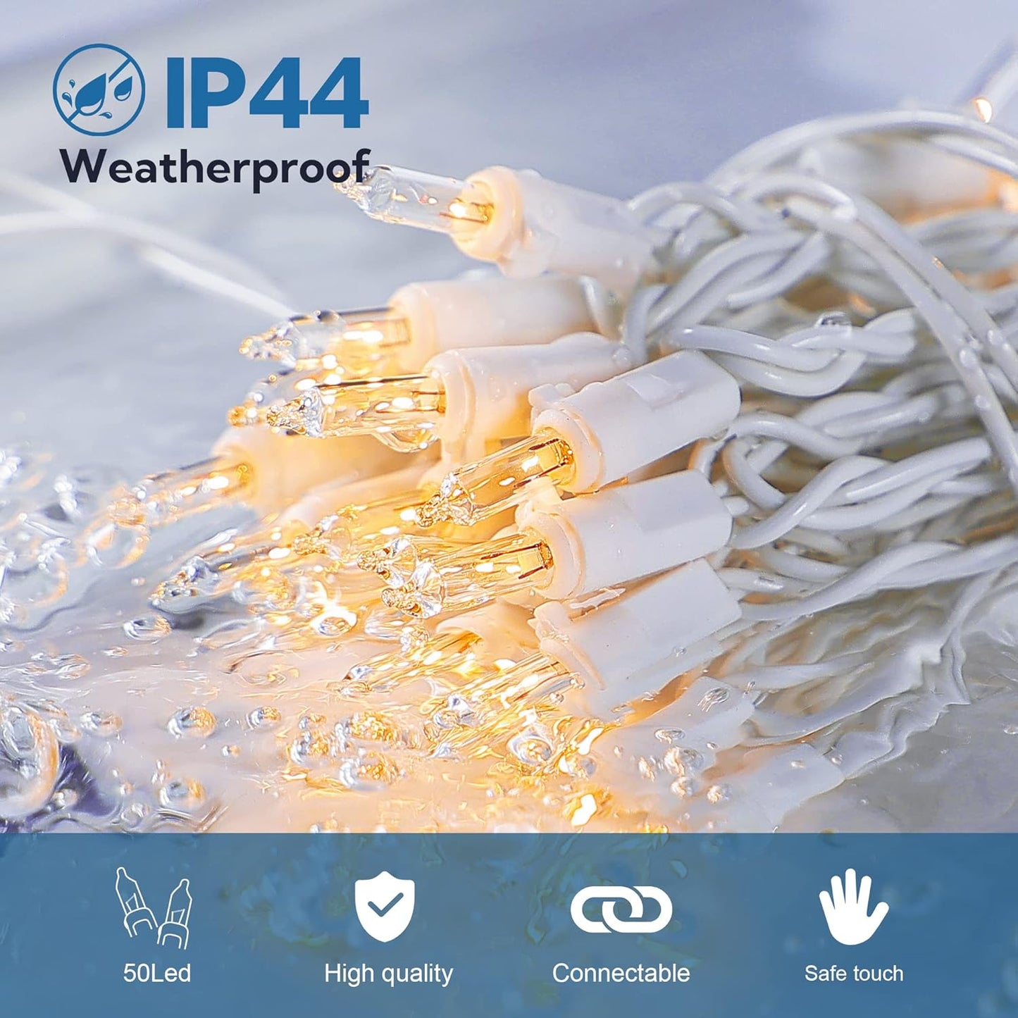 Clear Christmas Lights Set with White Wire,50Count 13Feet Incandescent Bulb Mini String Lights for Indoor Christmas Tree Garland Birthday Wedding Party Festival Decoration, Warm White