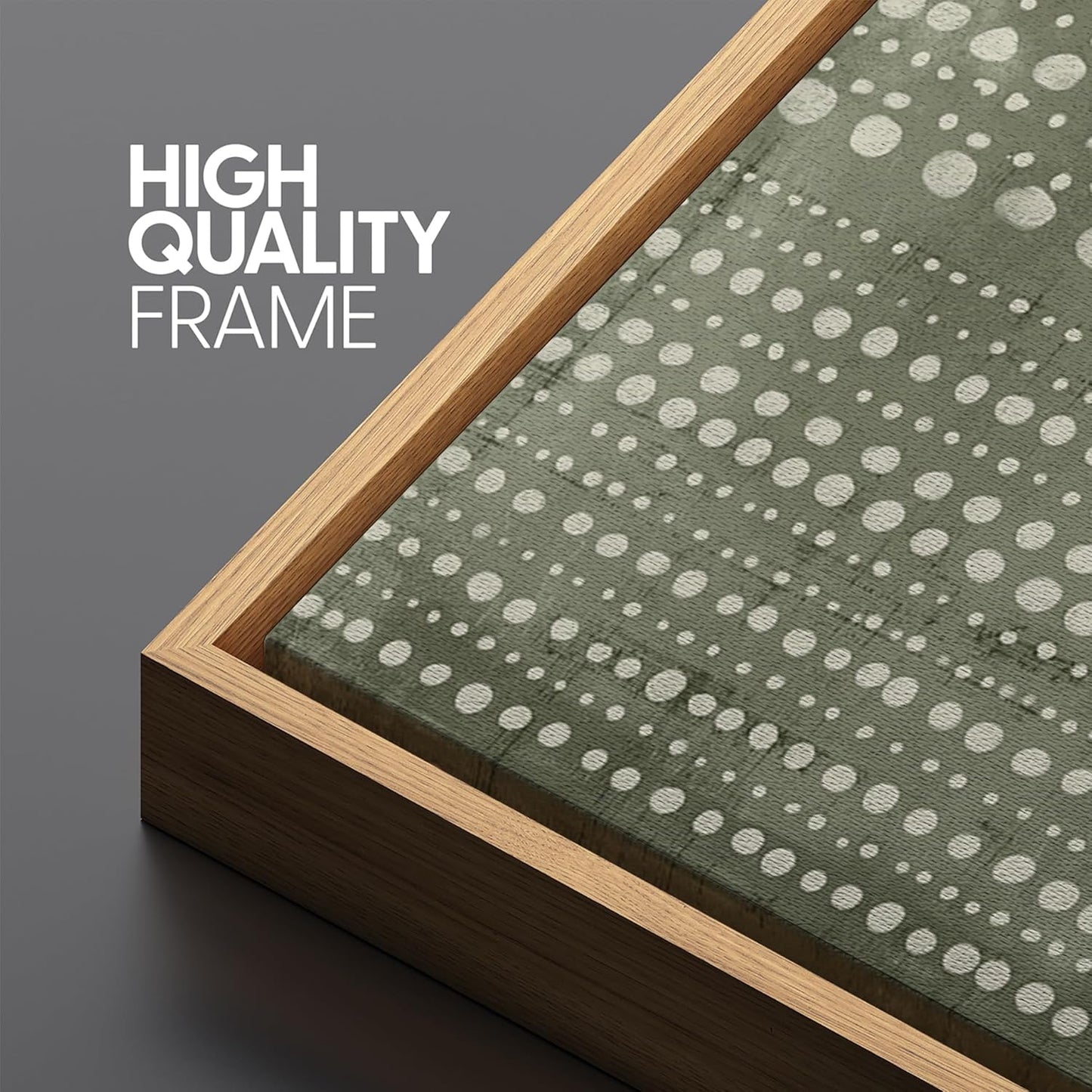 MUDECOR Extra Large Framed Canvas Print Wall Art Abstract Dot Matrix Canvas Art in Olive Tones Antique Retro Fine Art Illustrations Decorative Colorful for Bedroom - 60"x30"