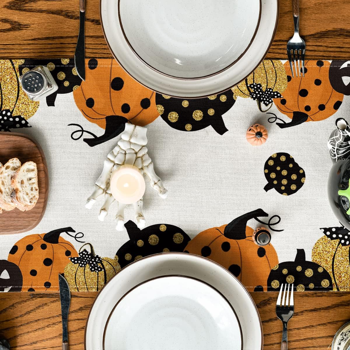 Artoid Mode Halloween Jack-O-Lantern Pumpkin Table Runner, Holiday Kitchen Dining Table Decoration for Indoor Outdoor Home Party Decor 13 x 120 Inch