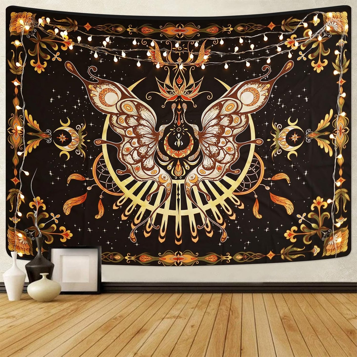 CHDGDHC Butterfly Tapestry - Moth Wall Hanging, UV Resistant, Waterproof, Machine Washable, Lightweight, Psychedelic Bedroom Aesthetic Decor for Bedroom, Living Room, Yoga Room - 47.64x35.43 Inch