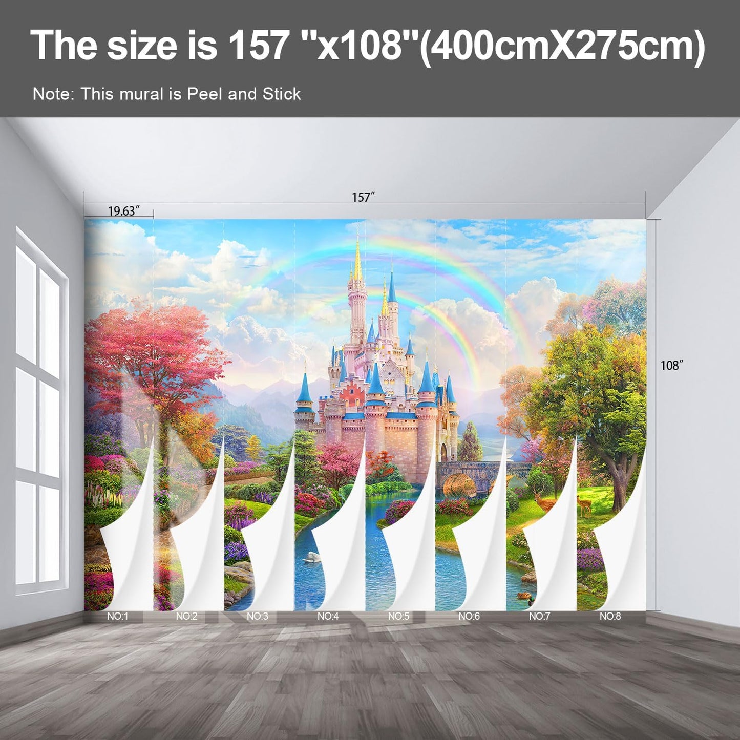 Castle Wall murals Peel and Stick Wallpaper for Bedroom Nursery Room - 108"x157"