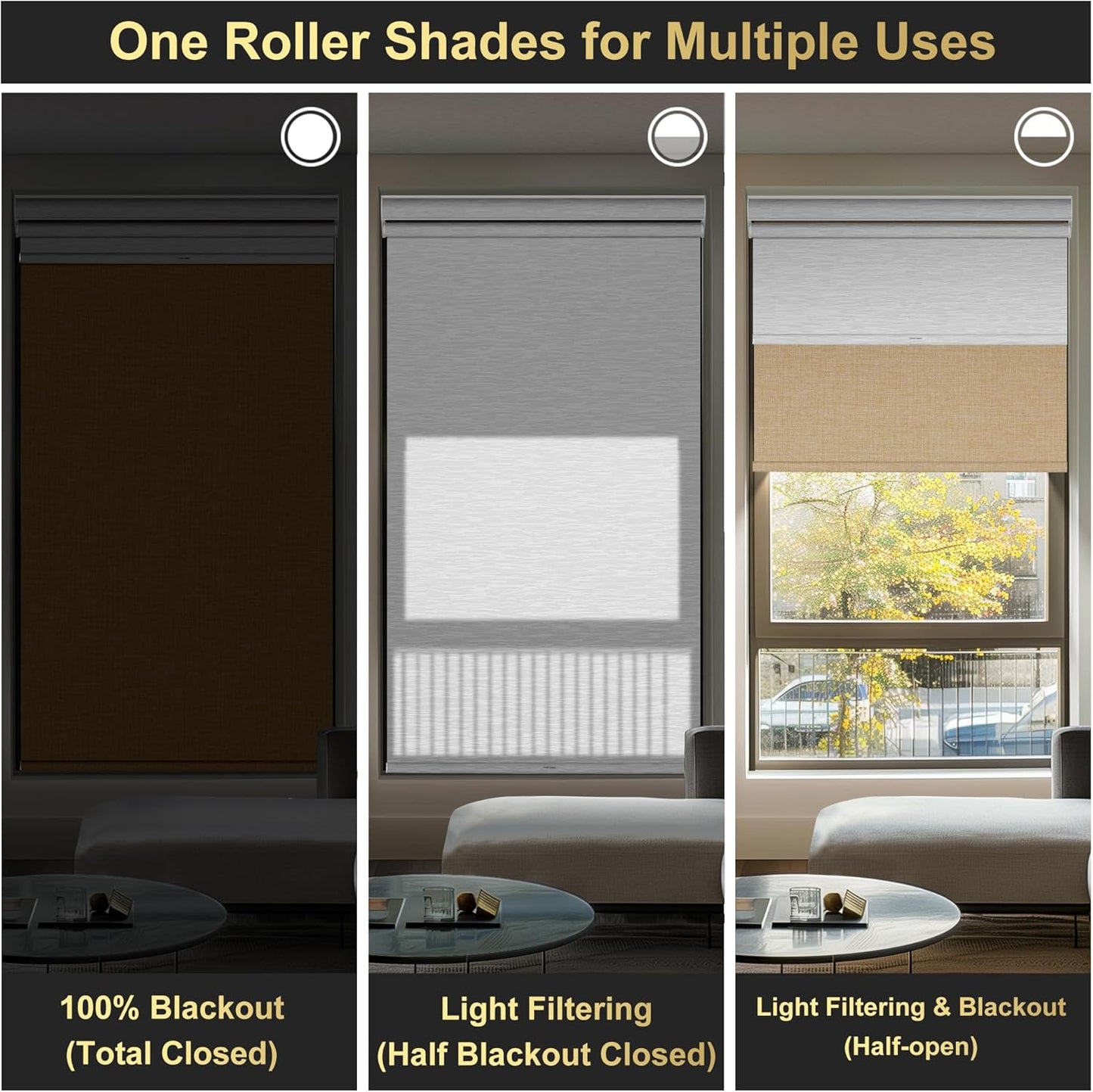 BERISSA Cordless Dual Roller Shades With Cassette Valance, Blackout and Light Filtering, Day and Night for Home Office Door - Linen Beige and White, 55 W x 80" H