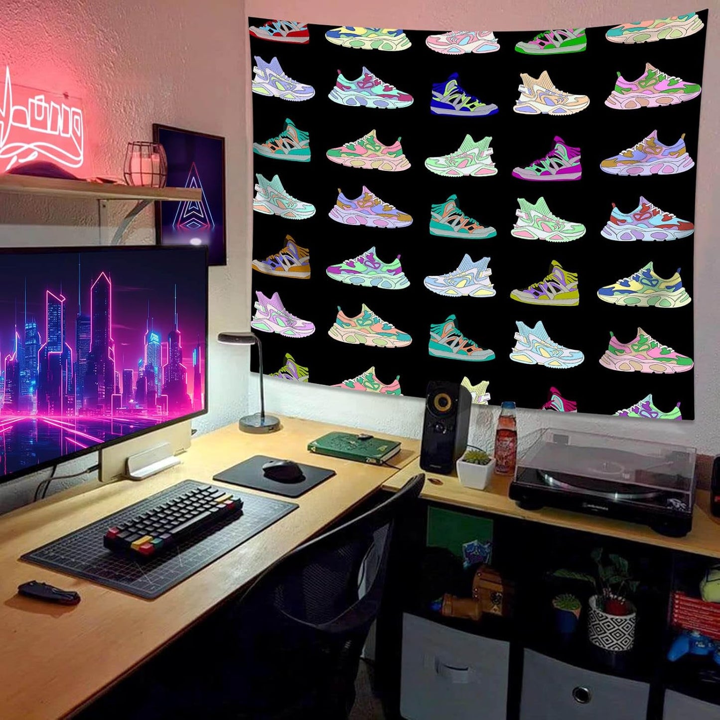 dueeia Sneaker Tapestry Wall Hanging Basketball Shoes Sports tapestries for Teen Boys Mens Bedroom Aesthetic Living Room Dorm Wall Decor (59.1"x51.2")