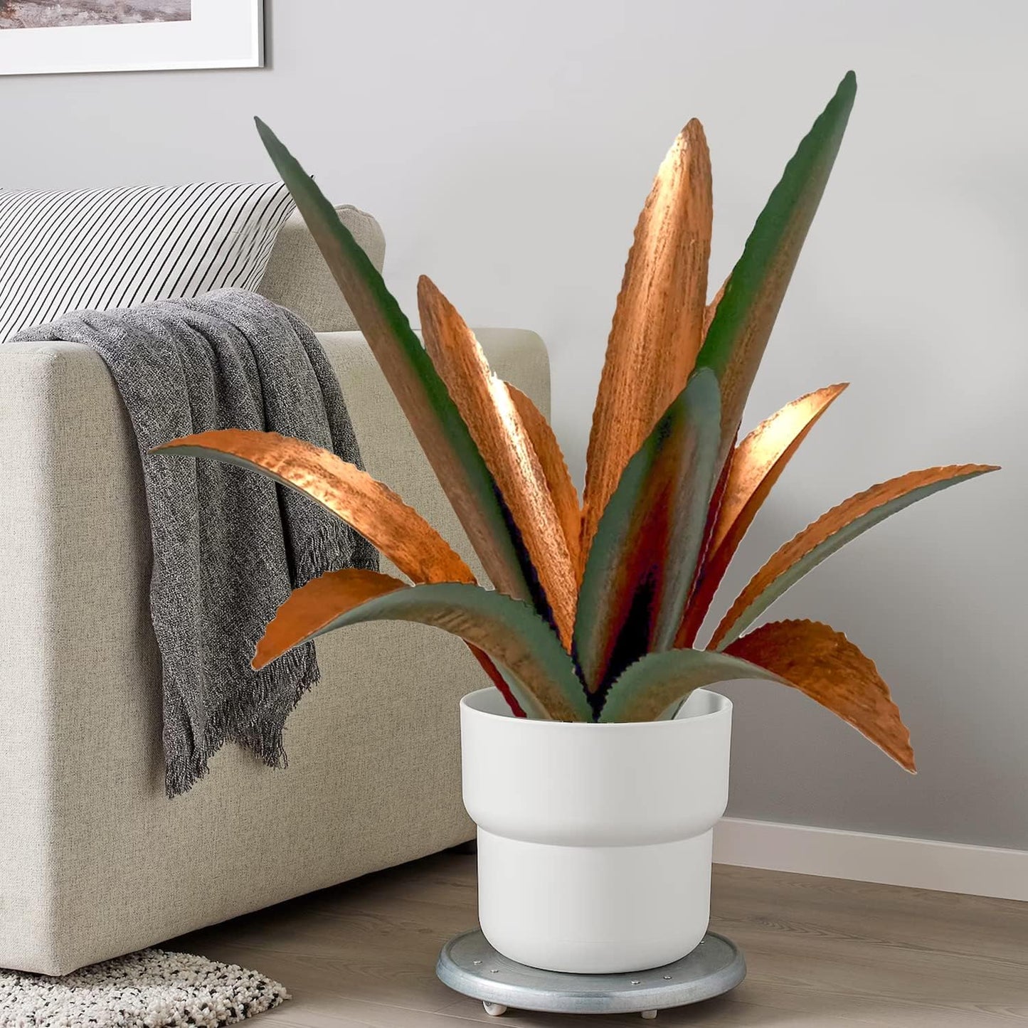 DIY Metal Agave Plant Art Yard Tequila Art Sculpture, Tequila Rustic Garden Sculpture Statue Outdoor Decor,Agave Metal Plants for Yard, Garden Lawn Ornaments (12 Leaves -Green)