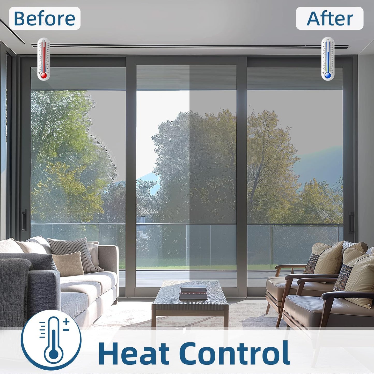 DUOFIRE One Way Window Film Privacy See Out Not in Heat Blocker Tint Reflective Mirror Tinting Film for Home Static Cling Anti-UV Sun Blocking Window Covering（Dark Silver, 23.6x78.7in）