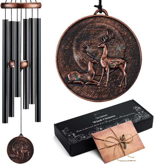 Wind Chimes for Outside, Deer Deep Tone Vintage Wind Chime Outdoor Clearance, Sympathy/Memorial/Festivals/Birthday Gift for Mom Dad Grandma, Home Garden Patio Decor (34" Deer)
