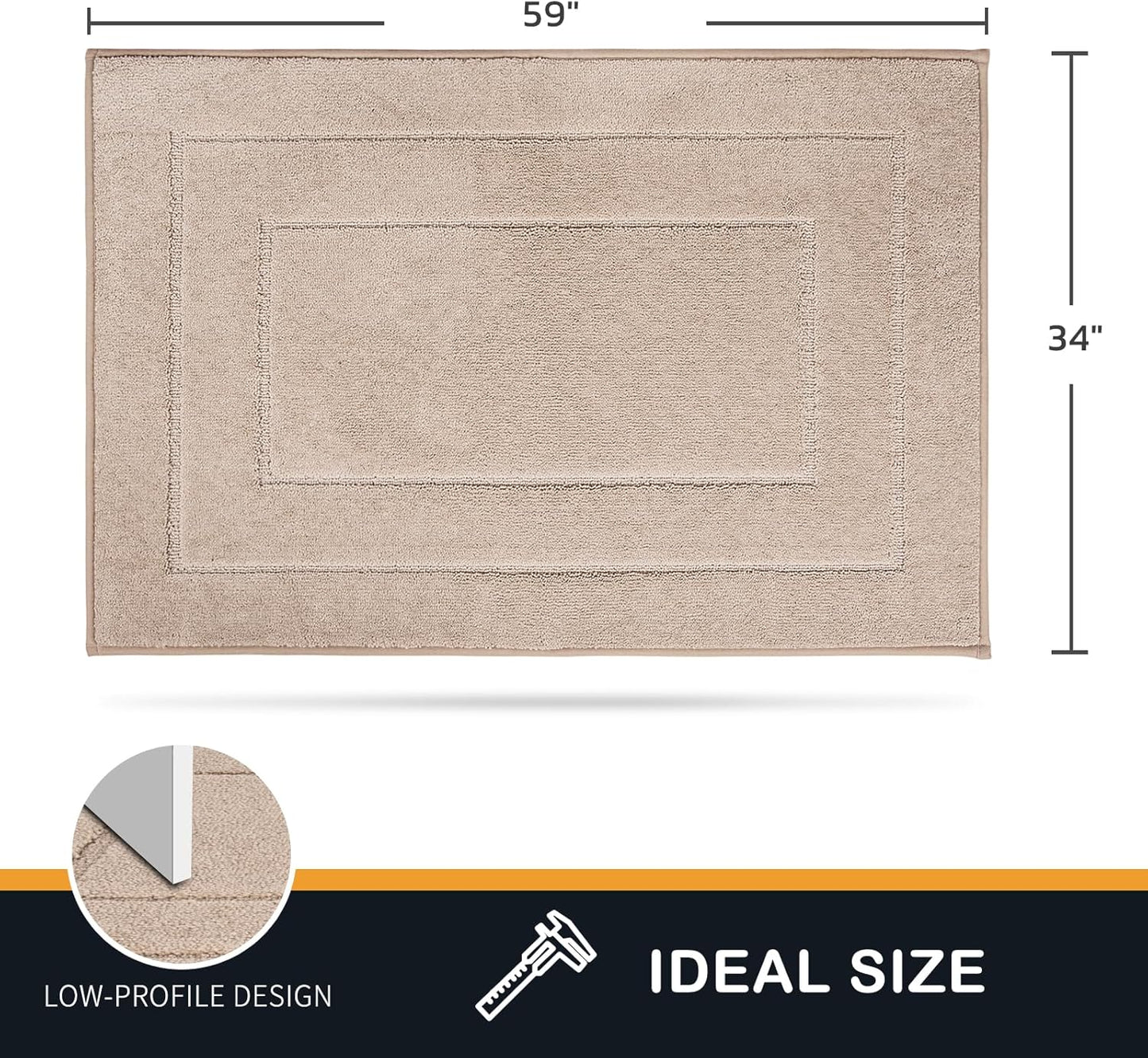 PURRUGS Dirt Trapping Door Mat 34" x 59", Non-Slip/Skid Machine Washable Entryway Area Rug, Dog Doormat, Super Absorbent Welcome Mat for Muddy Wet Shoes and Paws, Beige