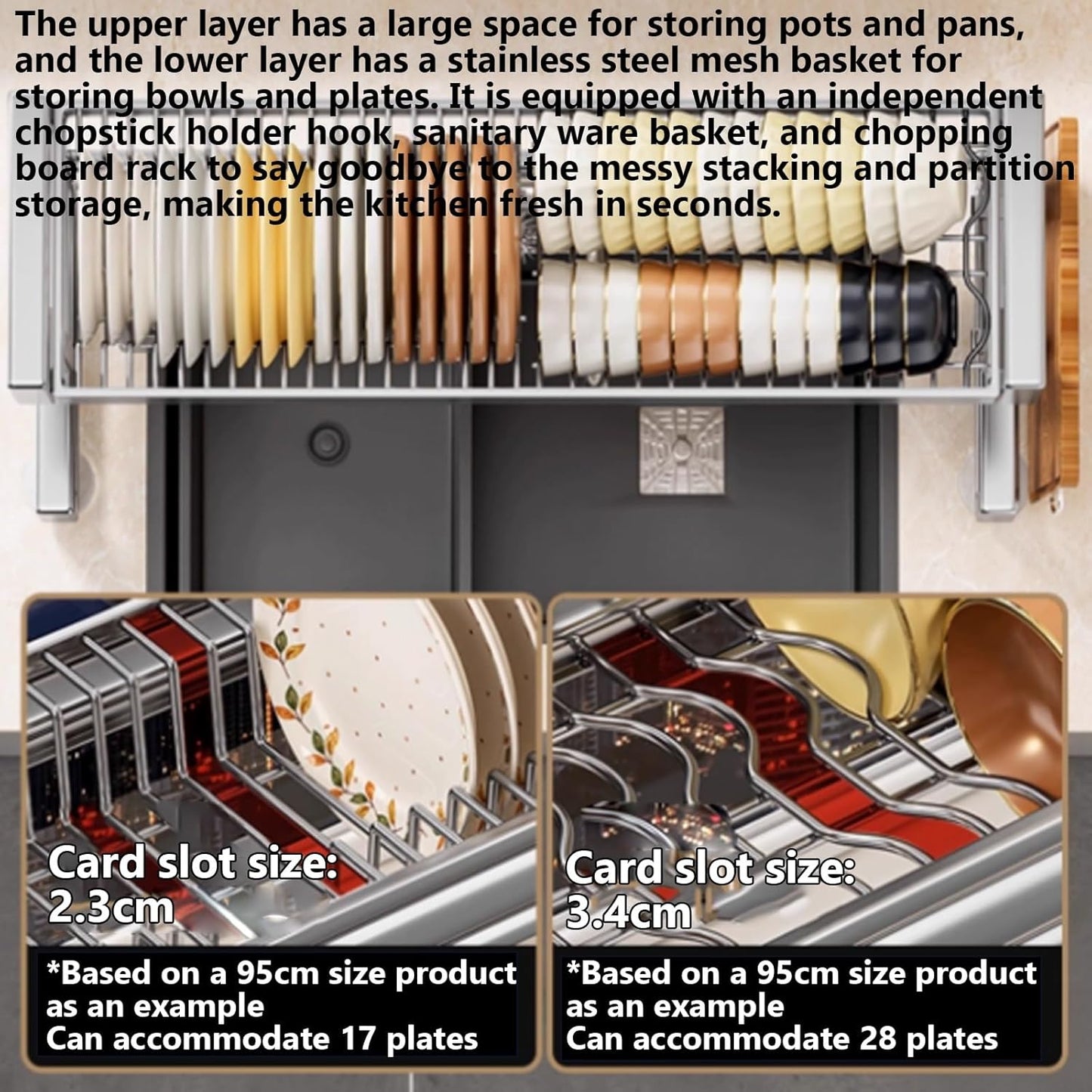 Kitchen Sink Rack Sink Above The Dish Drain Dish Washing Rack Stainless Steel Multifunctional Dish Storage Rack,Over The Sink Drying Rack for Dishes(2,55cm/21.7in)