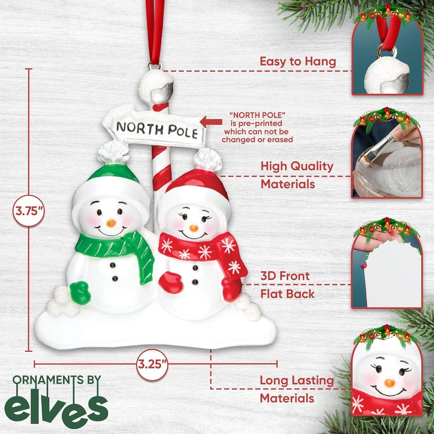 Personalized Our First Christmas Ornament 2025 | Custom Smiling Snowman Couple Ornaments Together Couples Ornament 2025 Family of 2 Unique for a Couple Ornaments Couples Unique Gifts