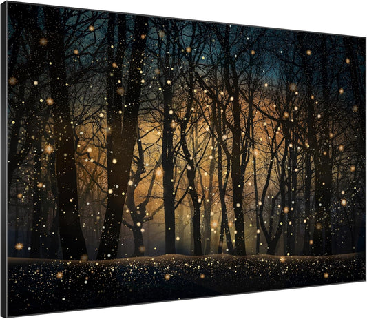 SIGNWIN 60"x72" Extra Large Framed Wall Art Magical Firefly Night Forest, Enchanted Woodland Scene for Home Living Room Bedroom Decor (Frame Assembly Required)