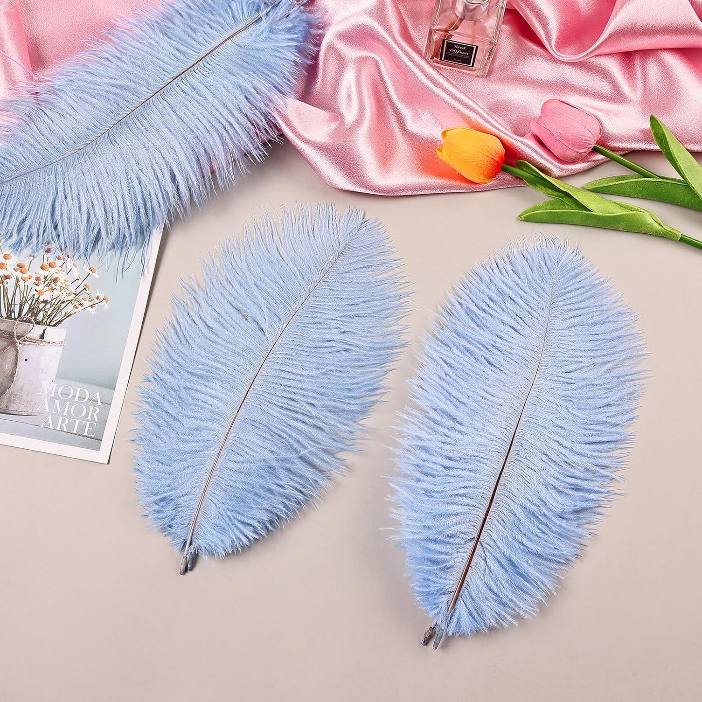 THARAHT Light Purple Ostrich Feathers 24pcs Natural Bulk 8-10Inch 20cm-25cm for Crafts Wedding Party Centerpieces Easter Gatsbi and Home Decoration Feathers