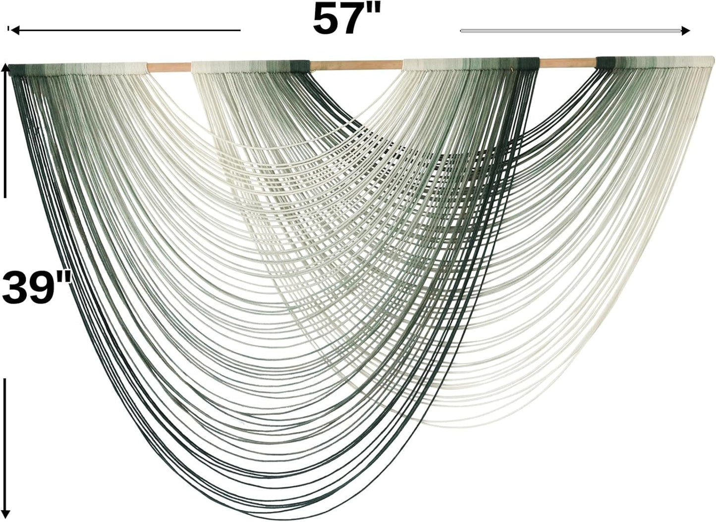 Macrame Wall Hanging Green Yarn Art Dip-Dye Boho Wall Decor Fiber Wall Art Craftsmanship Home Decor 57" W x 39" L