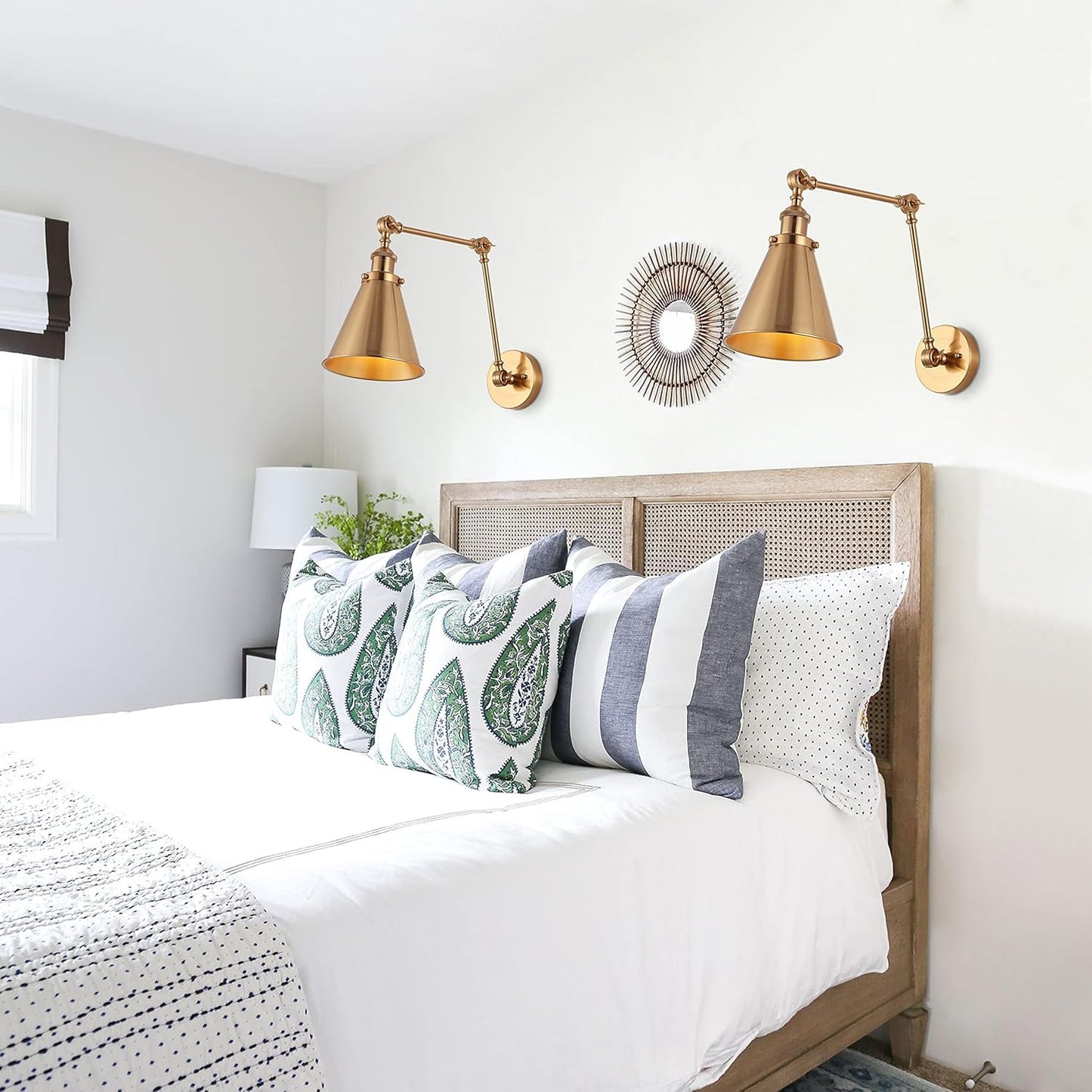 JONATHAN Y JYL7461A-SET2 Rover 7" Farmhouse Industrial Adjustable Arm Metal LED Wall Sconce Rustic Bohemian 2700K 4W Bulb for Entryway Lobby Kitchen Bathroom Bedroom Hallway, Brass Gold (Set of 2)