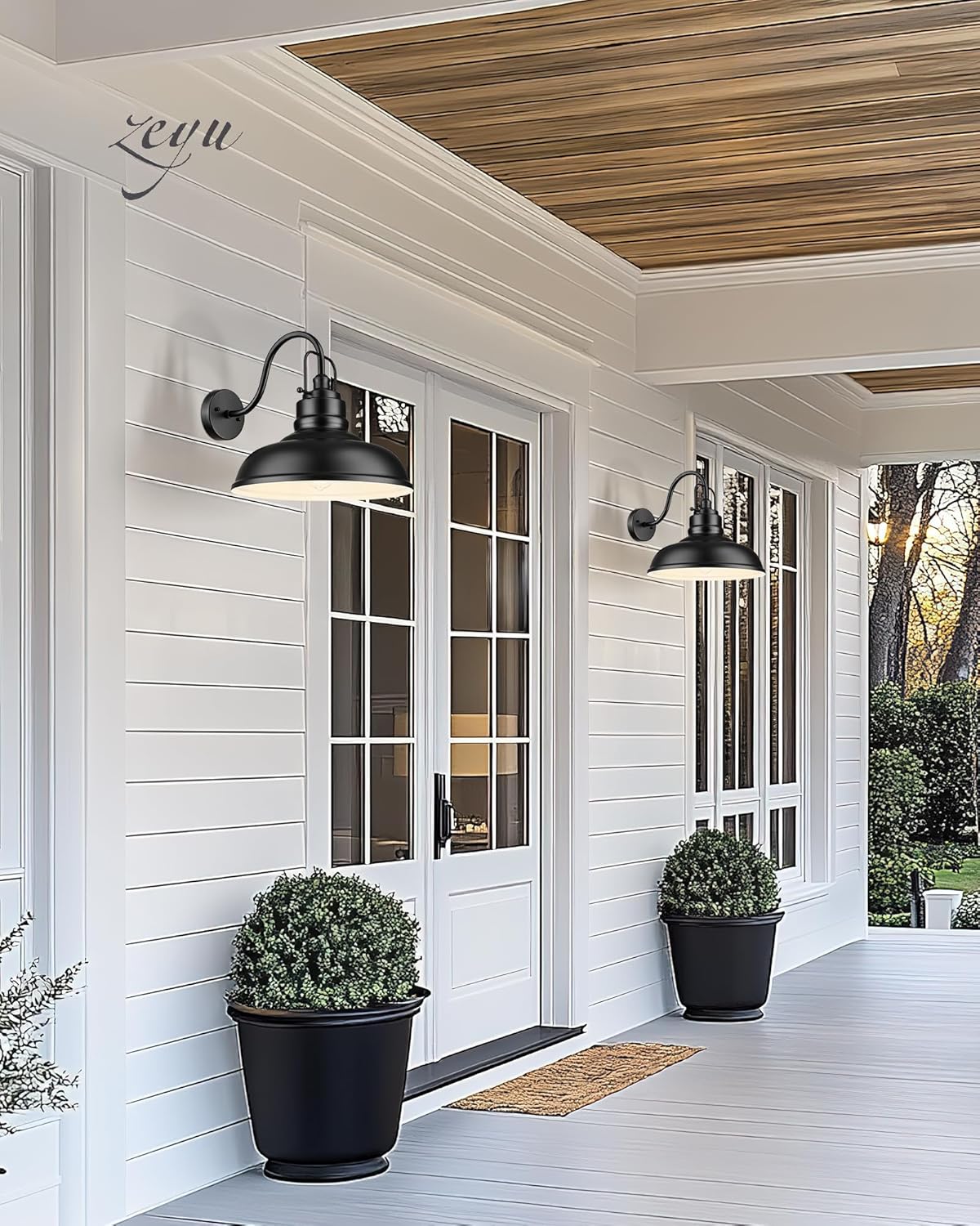 zeyu Black Gooseneck Barn Light, Modern Outdoor Wall Light Fixtures, Barn Light for Garden Garage, Matte Black Finish, 016-1BL BK