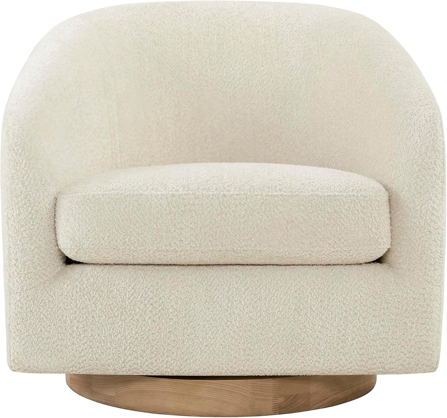 CHITA Swivel Accent Chair, FSC Certified Upholstered Fabric Barrel Chair for Living Room, Fully Assembled, Cream