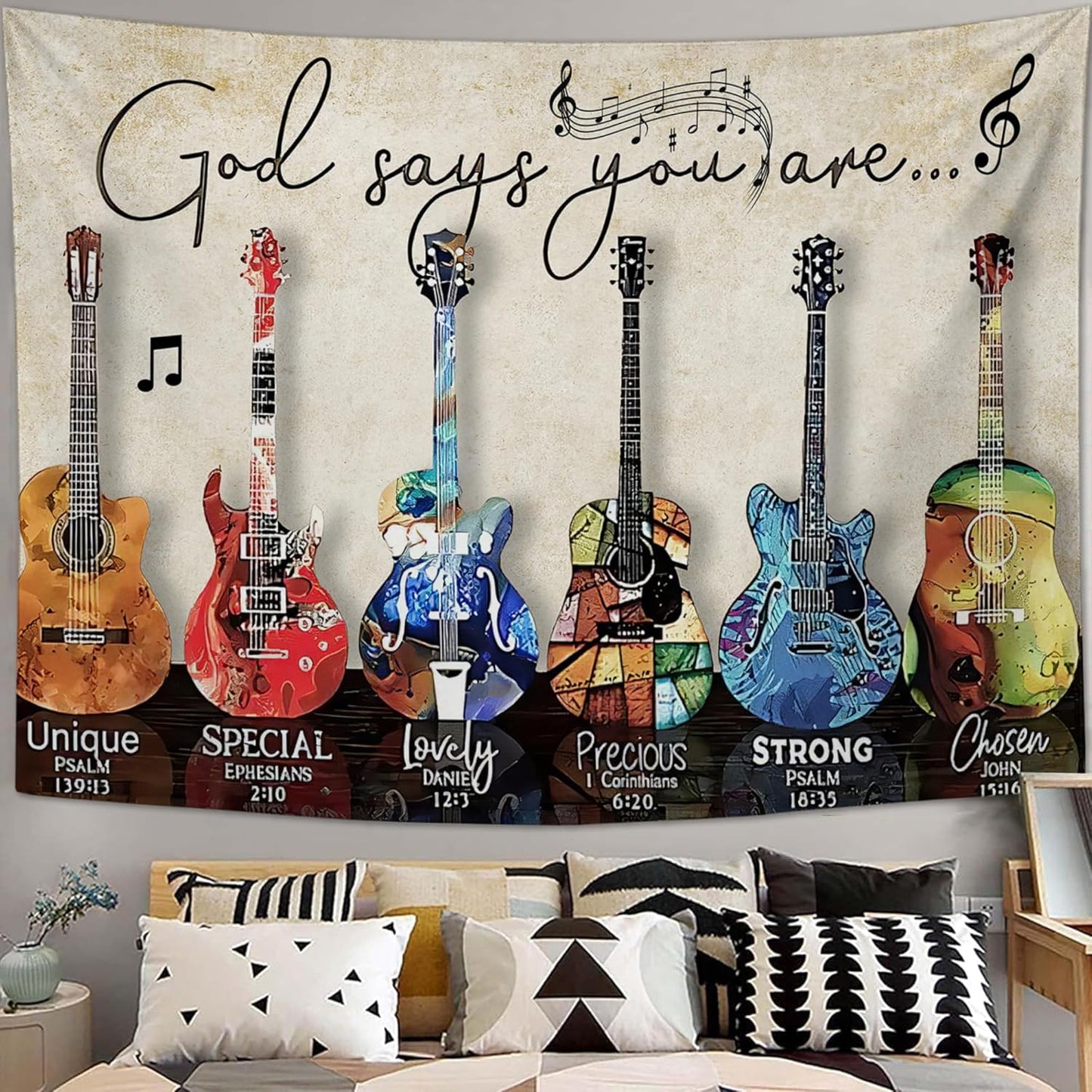 yowecso Musical Guitar Tapestry Rock Guitar Tapestry Wall Hanging for Bedroom Cool Rock Music Tapestries Aesthetic Wall Decor for Home Dorm Living Room 50"x60"