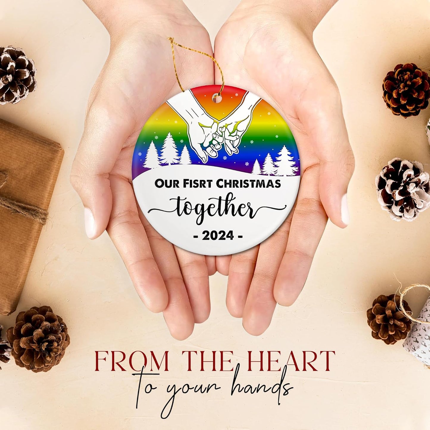 LGBT Ornaments Christmas 2024 - Our First LGBT Ornament, Christmas Together Gift, 1st Xmas Together Keepsake Ornament 2024