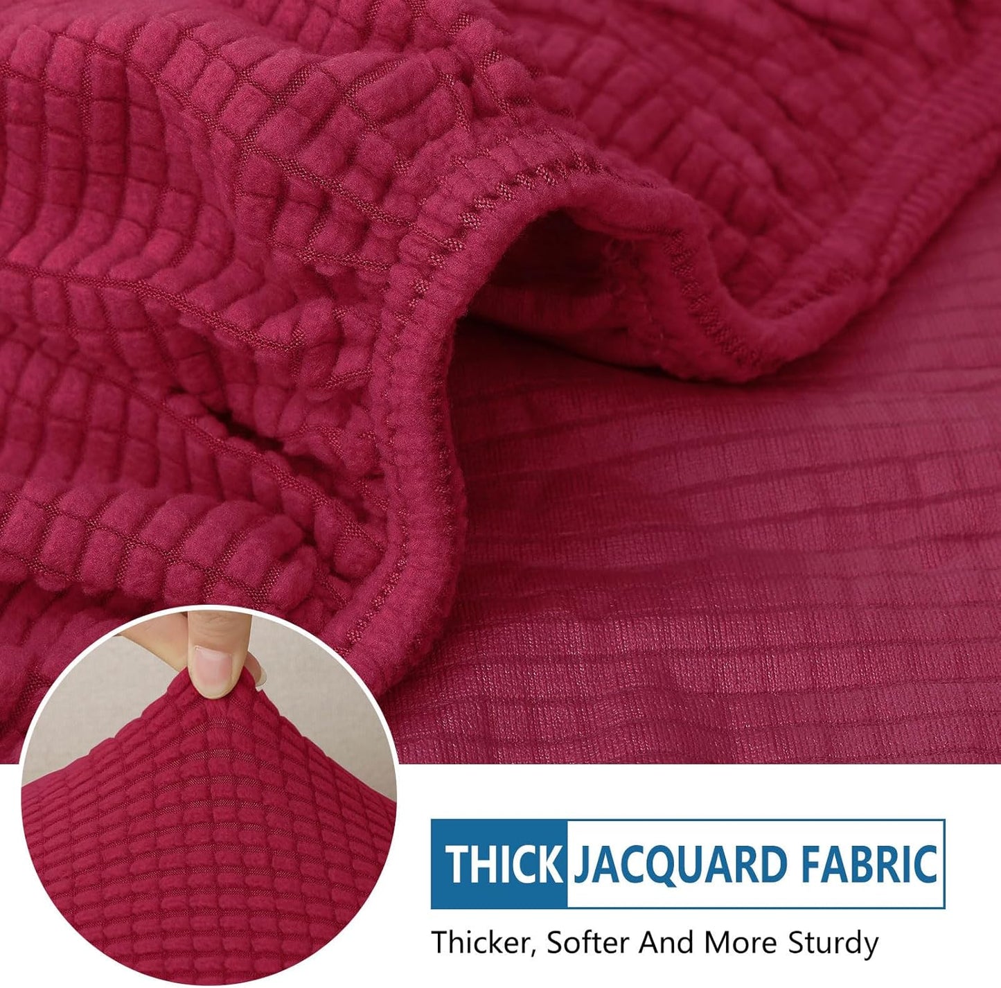 hyha Waterproof Couch Cushion Covers for Pets, Non Slip Sofa Seat Cover for Dogs Washable, Soft Thick Stretch Jacquard Fabric, Sofa Slipcovers with Elastic Bottom (1 Piece for Medium, Wine Red)