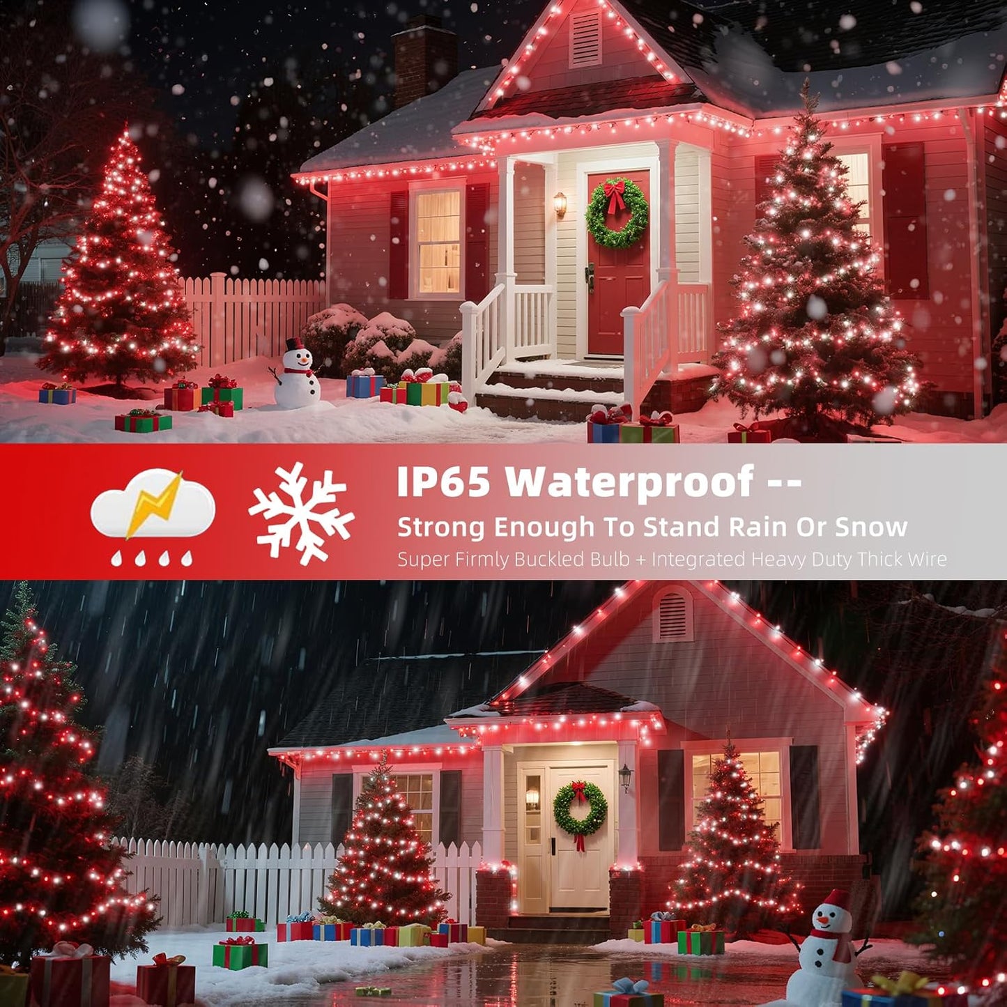 XTF2015 Christmas String Lights, 105ft 300 LED Christmas Lights 8 Modes Memory Function & Timer- UL Certified - Outdoor Indoor Christma s Fairy Lights for Tree, Garden, Party, Wedding(Red + White)