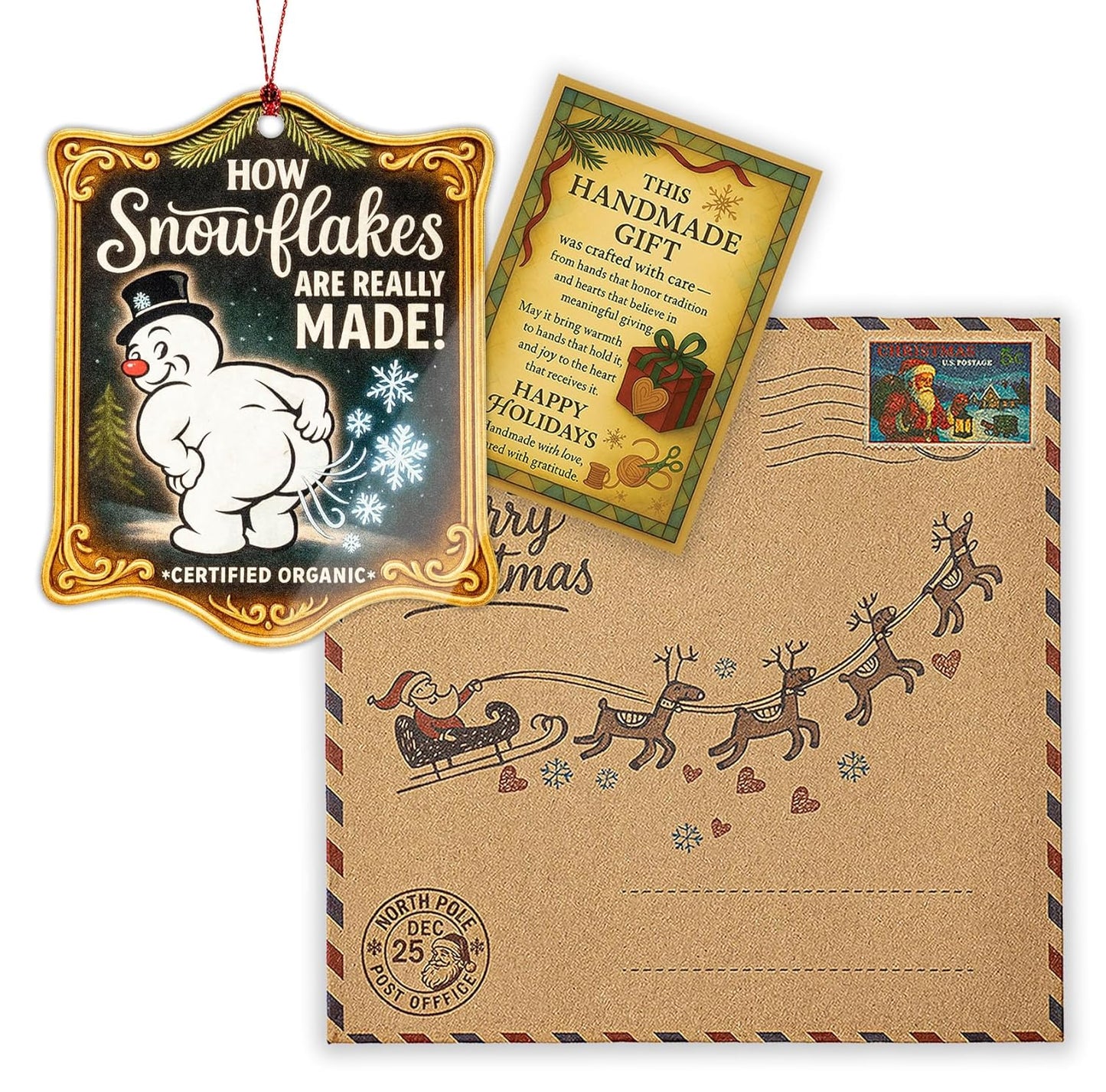 Funny Snowman Christmas Ornament – How Snowflakes Are Really Made – Hilarious Holiday Gag Gift for Adults, White Elephant Exchange, Office Party, Stocking Stuffer